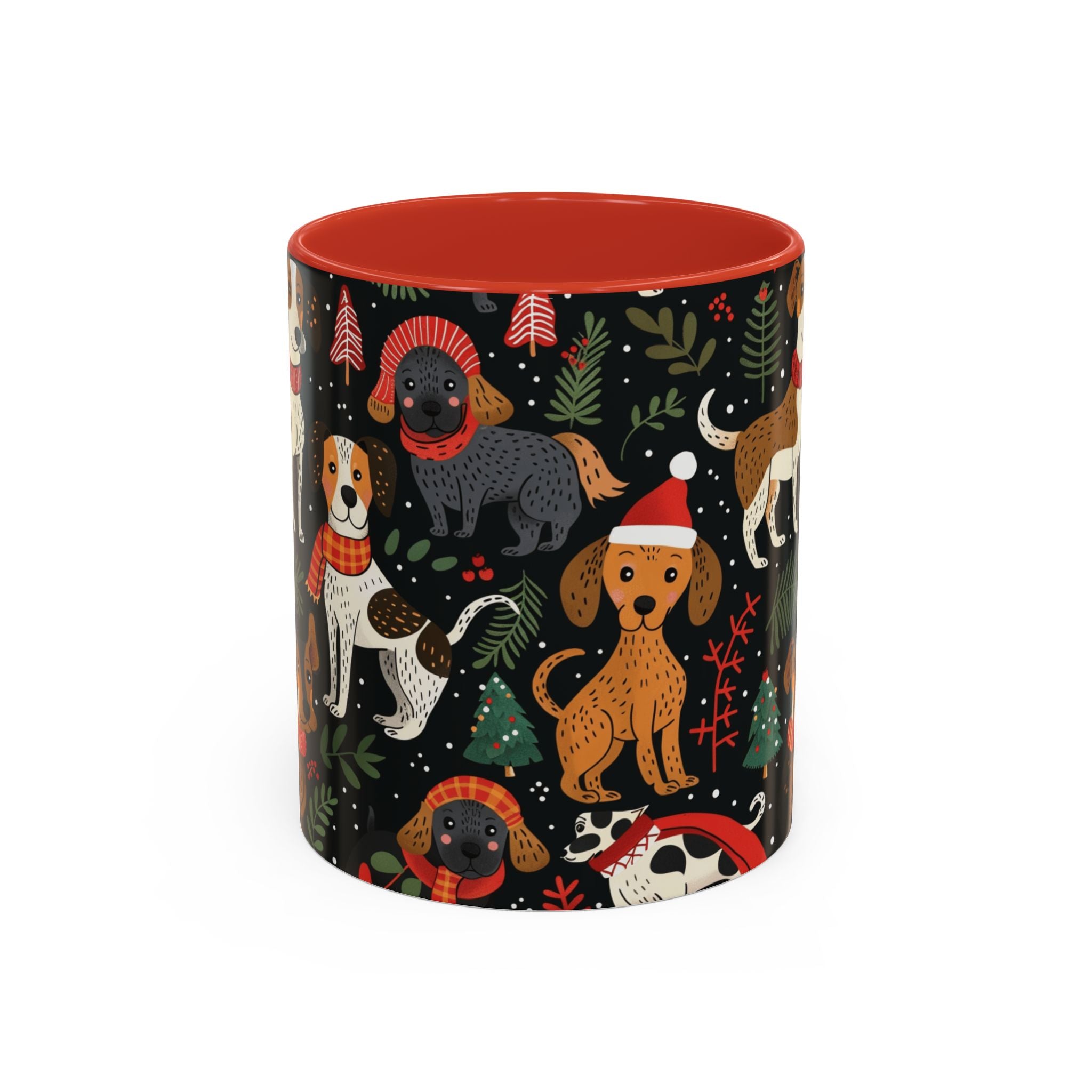 Holiday Dogs Coffee Mug — Festive Dachshund & Beagle Pattern (11/15oz)