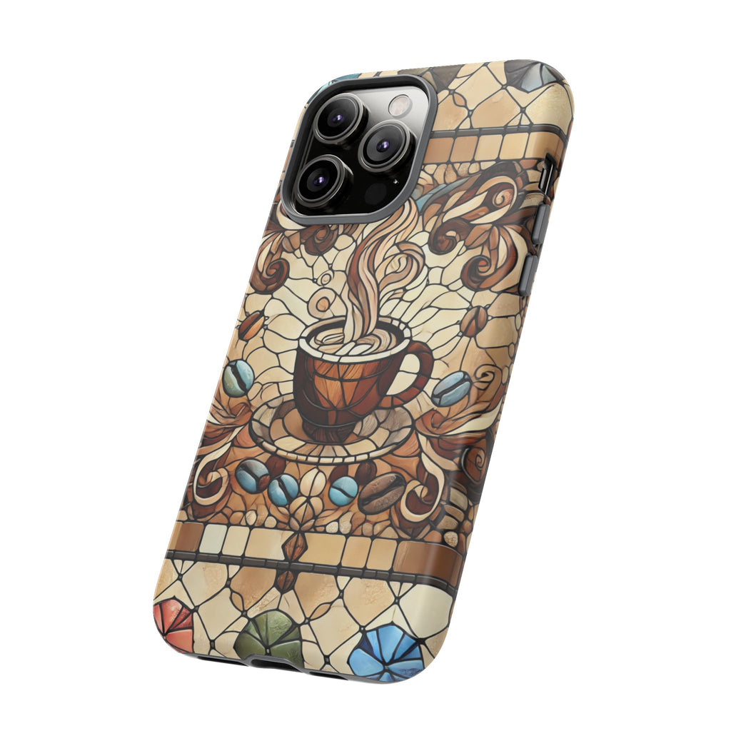 Stained Glass Coffee iPhone Case – Shockproof TPU, 3D Wrap Design