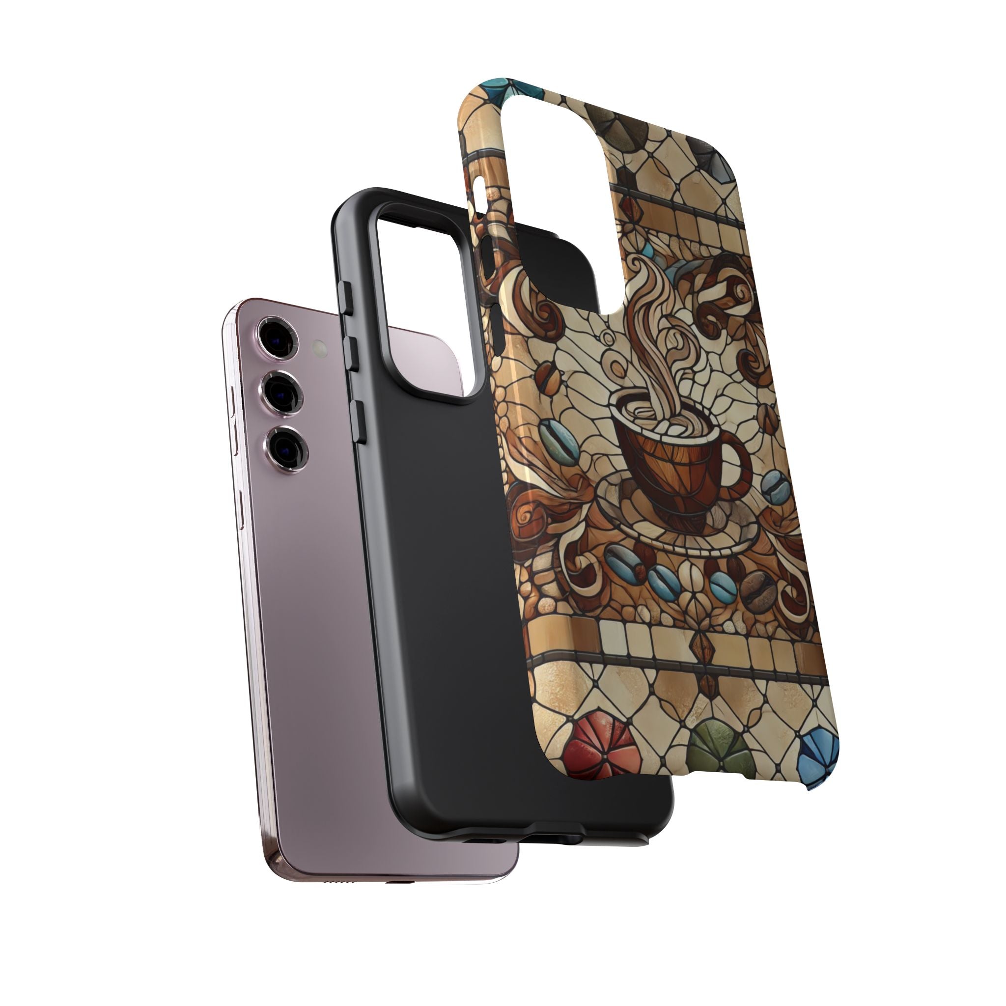 Stained Glass Coffee Android Phone Case – Shockproof TPU, 3D Wrap