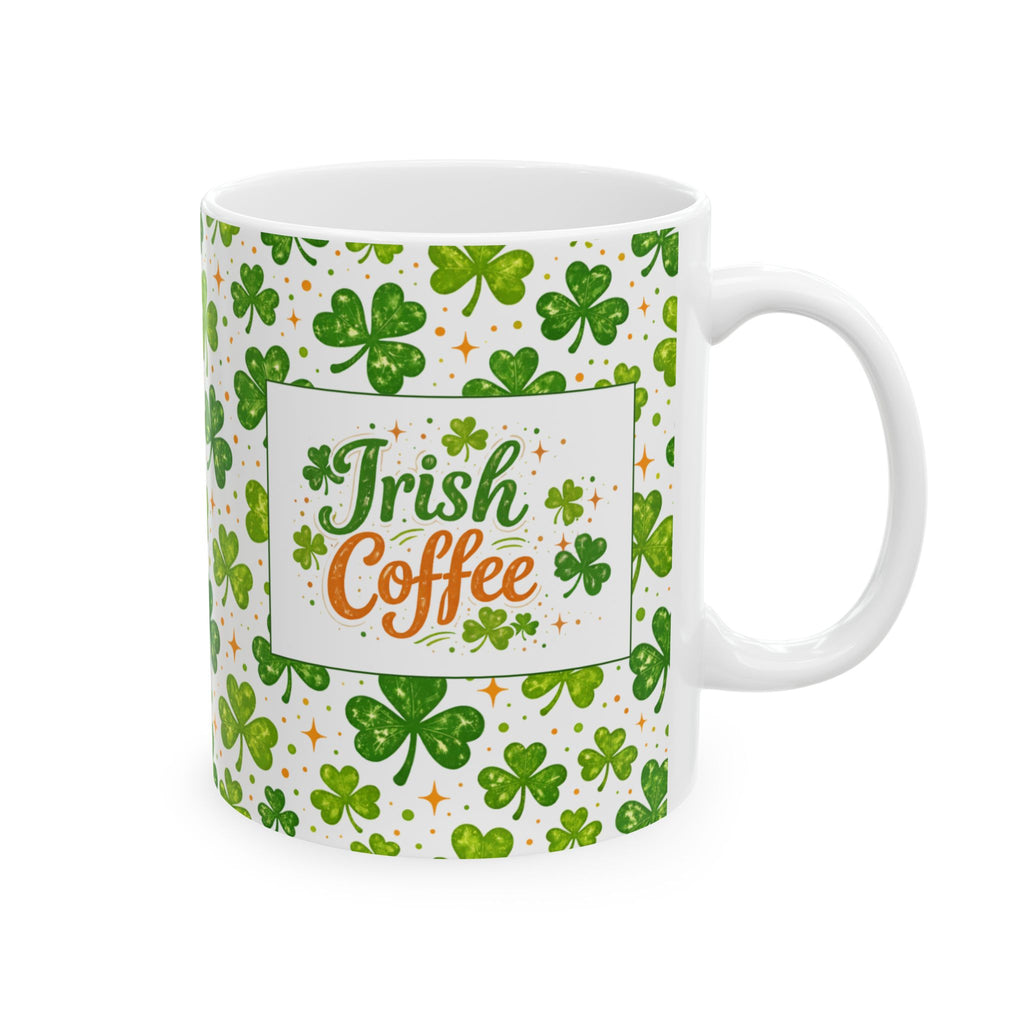 St. Patrick’s Day Irish Coffee Shamrock Ceramic Mug – Lucky Clover Pattern