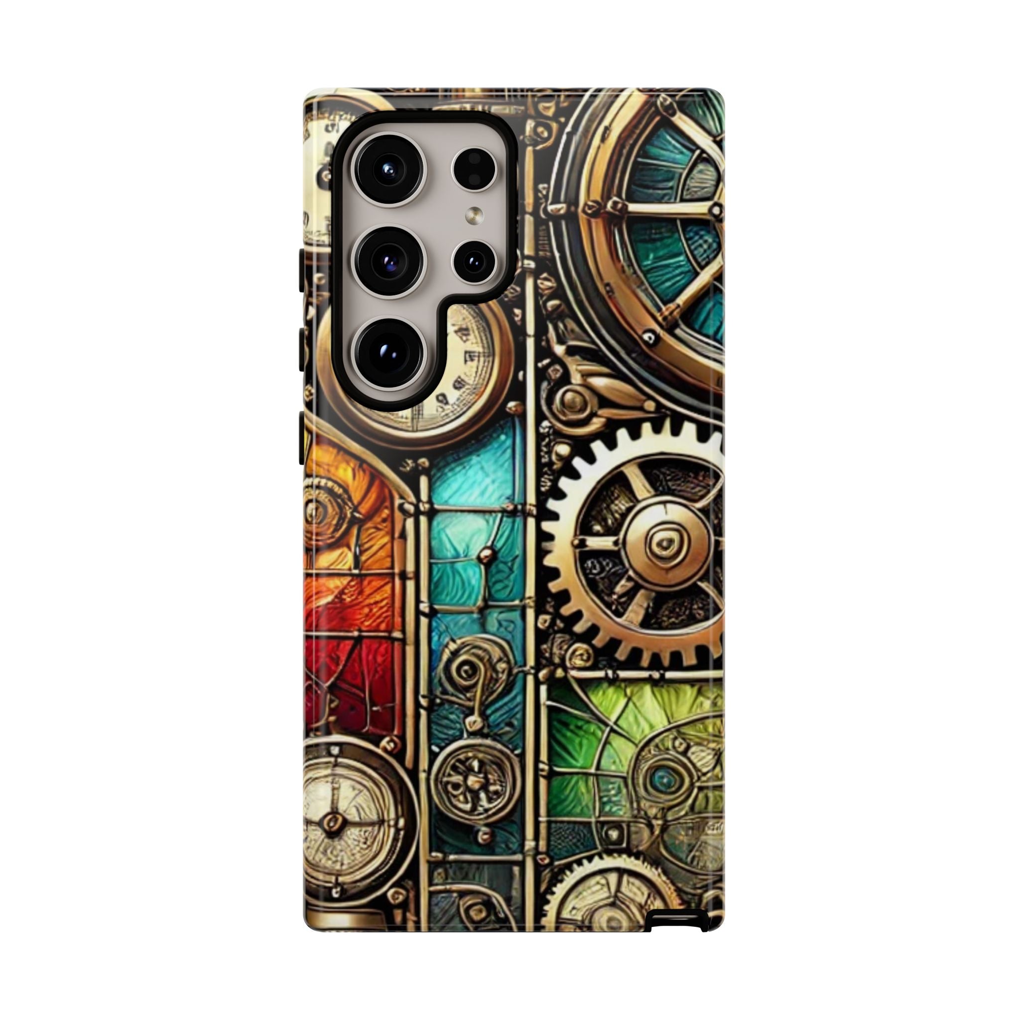 Steampunk Faux Stained Glass Android Phone Case – 3D Full-Wrap Protective Cover with TPU Liner