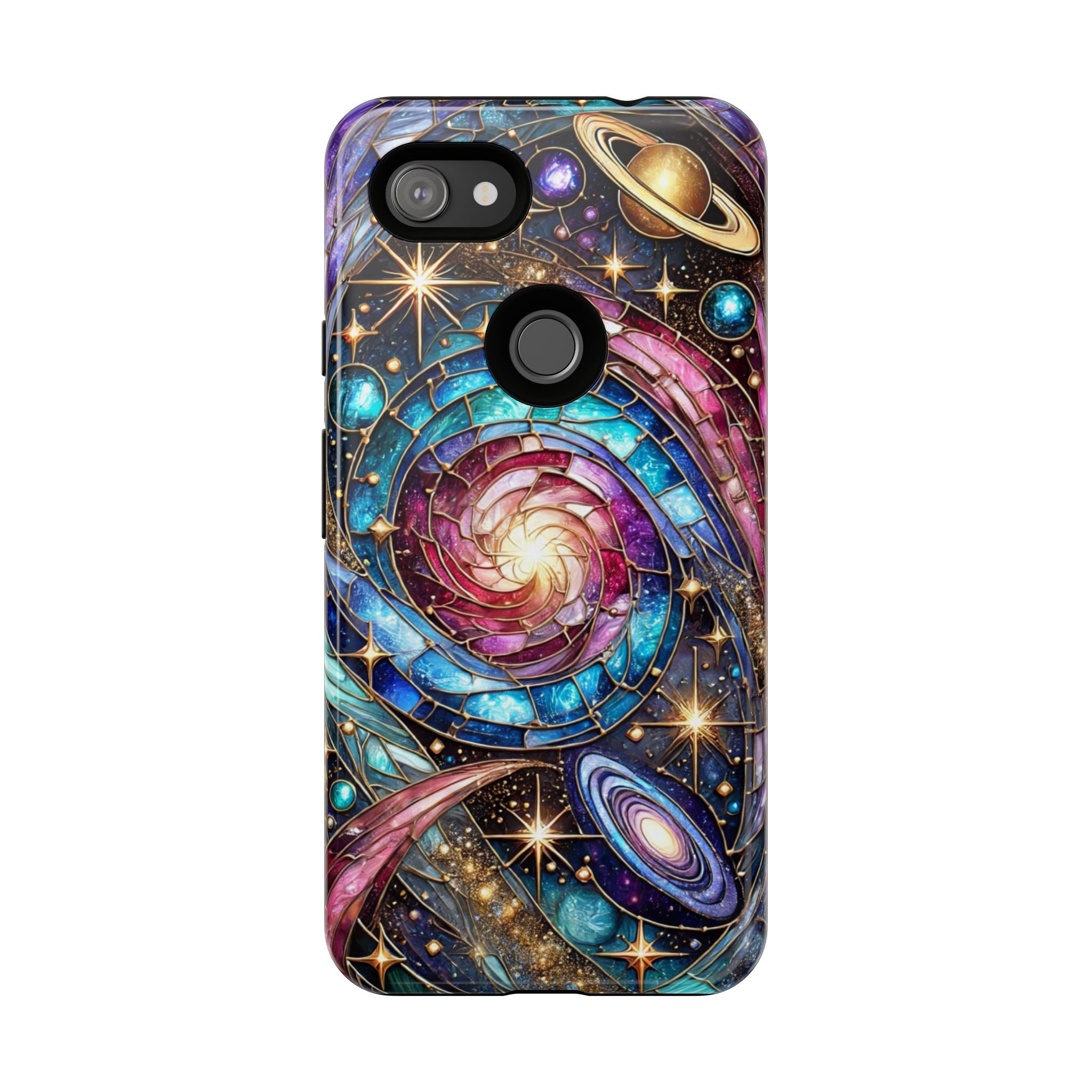 Stained Glass Celestial Android Phone Case – 3D Galaxy Full-Wrap Protective Cover with TPU Liner
