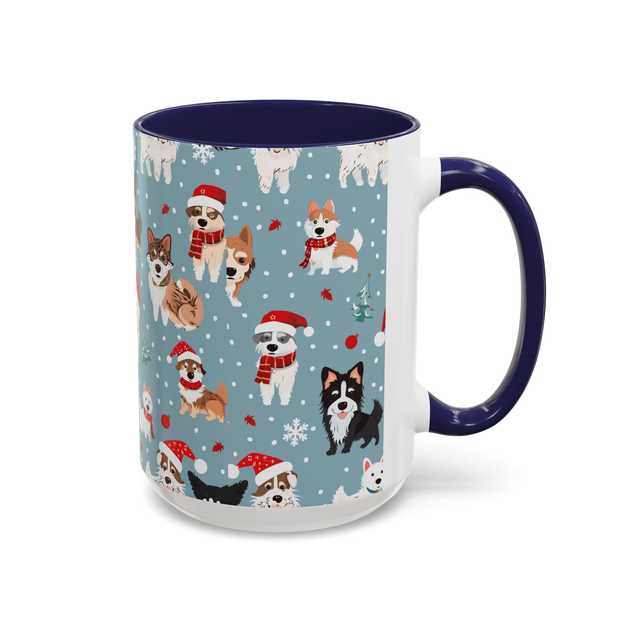 Corgi Holiday Coffee Mug – Cute Santa Dog Pattern Accent Mug (11/15oz)