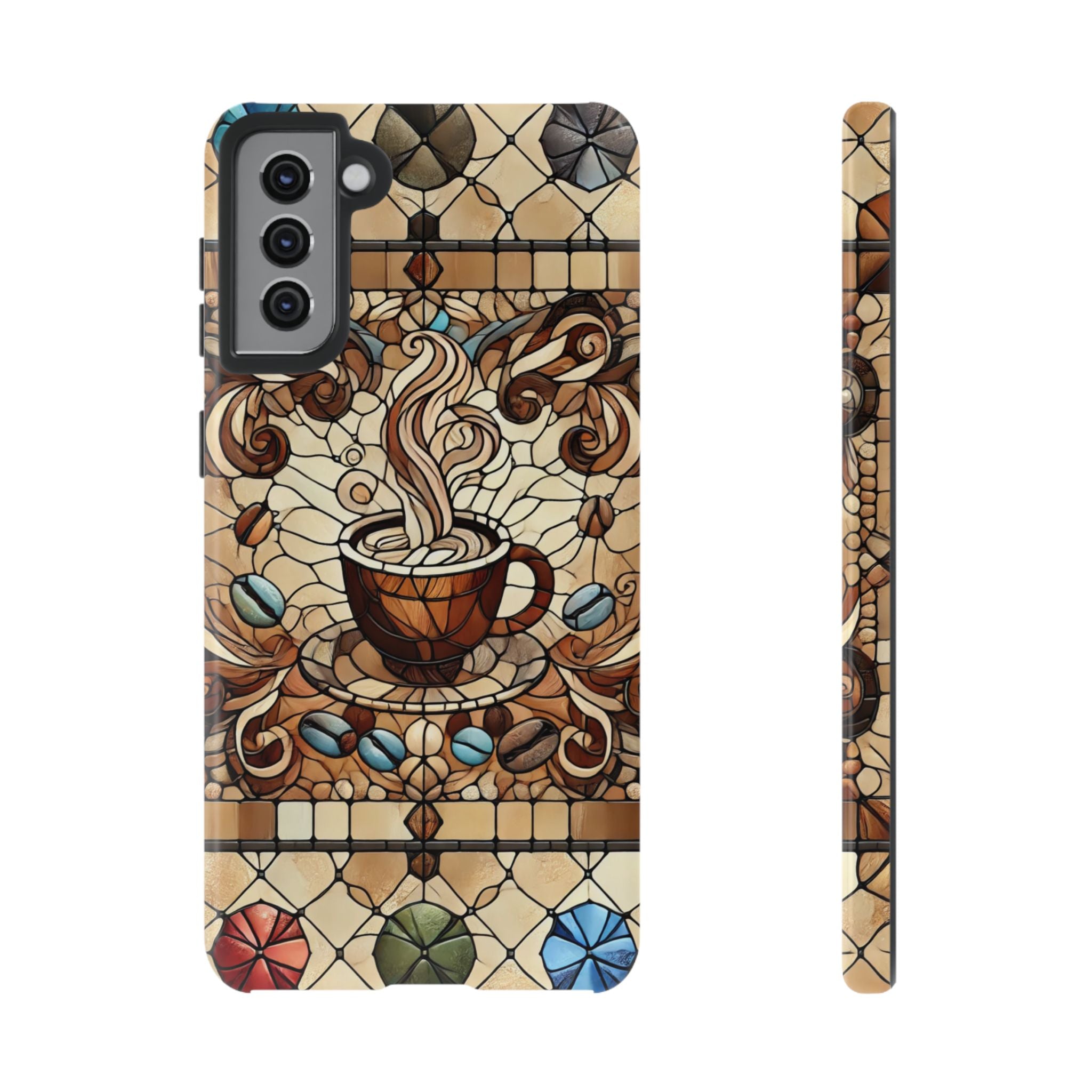 Stained Glass Coffee Android Phone Case – Shockproof TPU, 3D Wrap