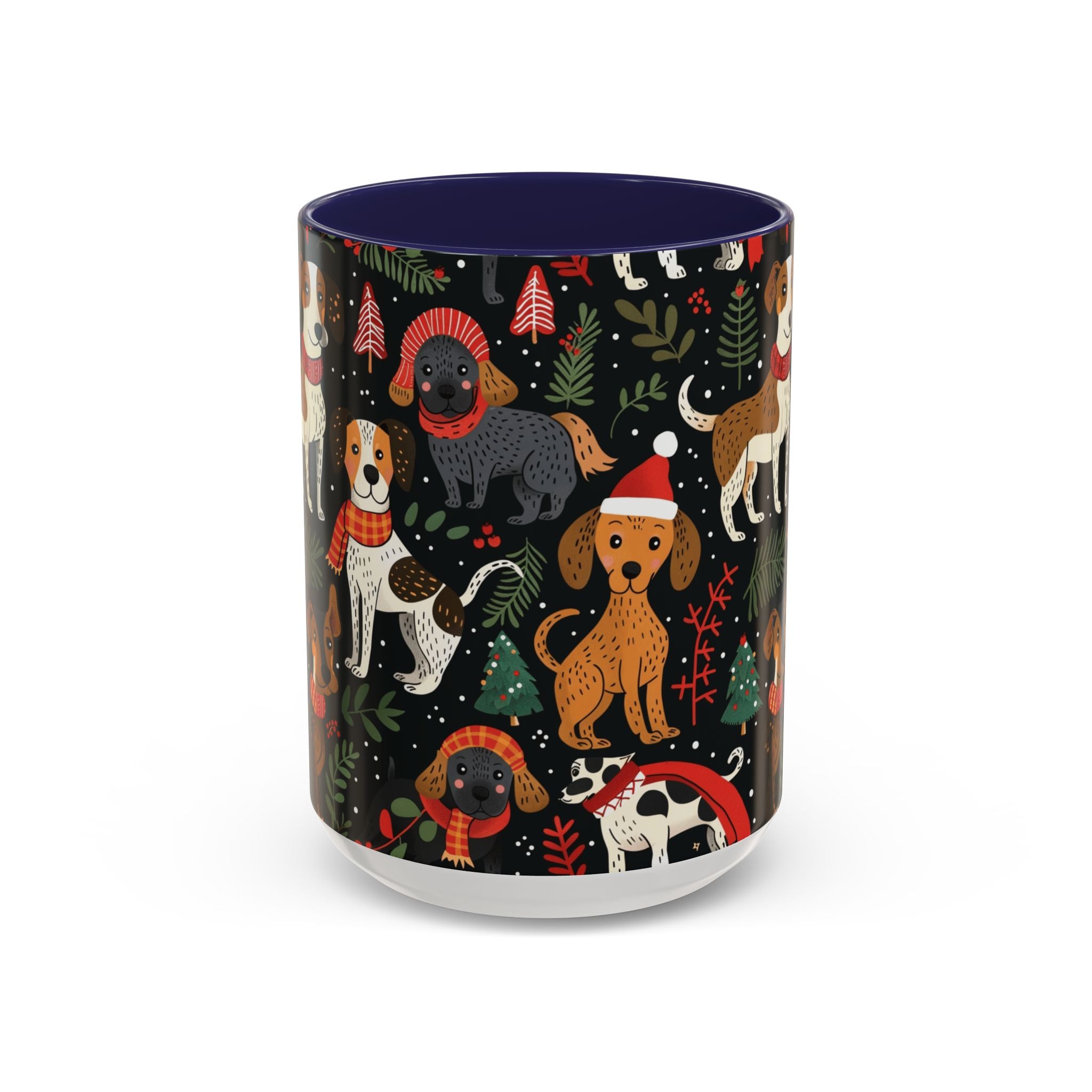 Holiday Dogs Coffee Mug — Festive Dachshund & Beagle Pattern (11/15oz)