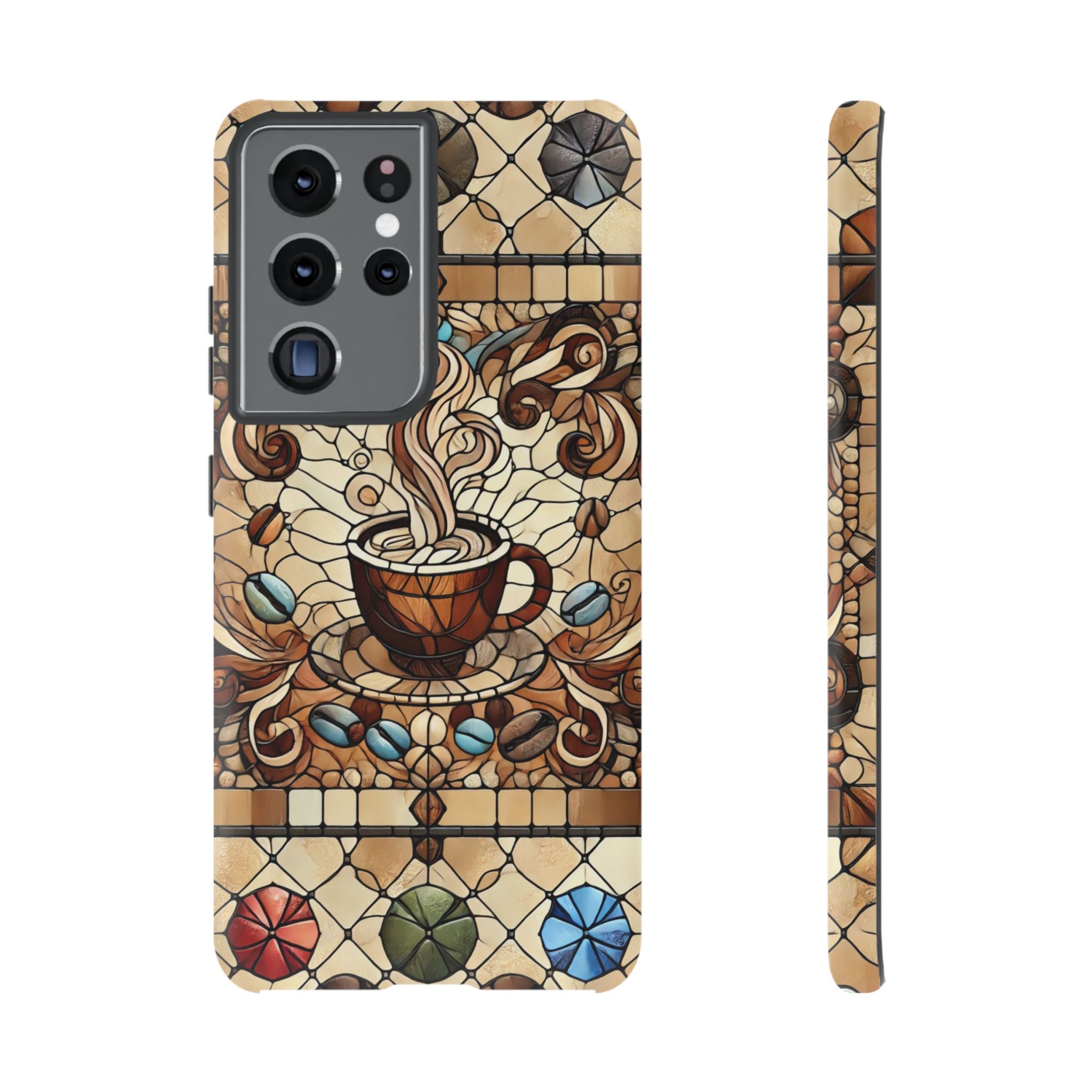 Stained Glass Coffee Android Phone Case – Shockproof TPU, 3D Wrap