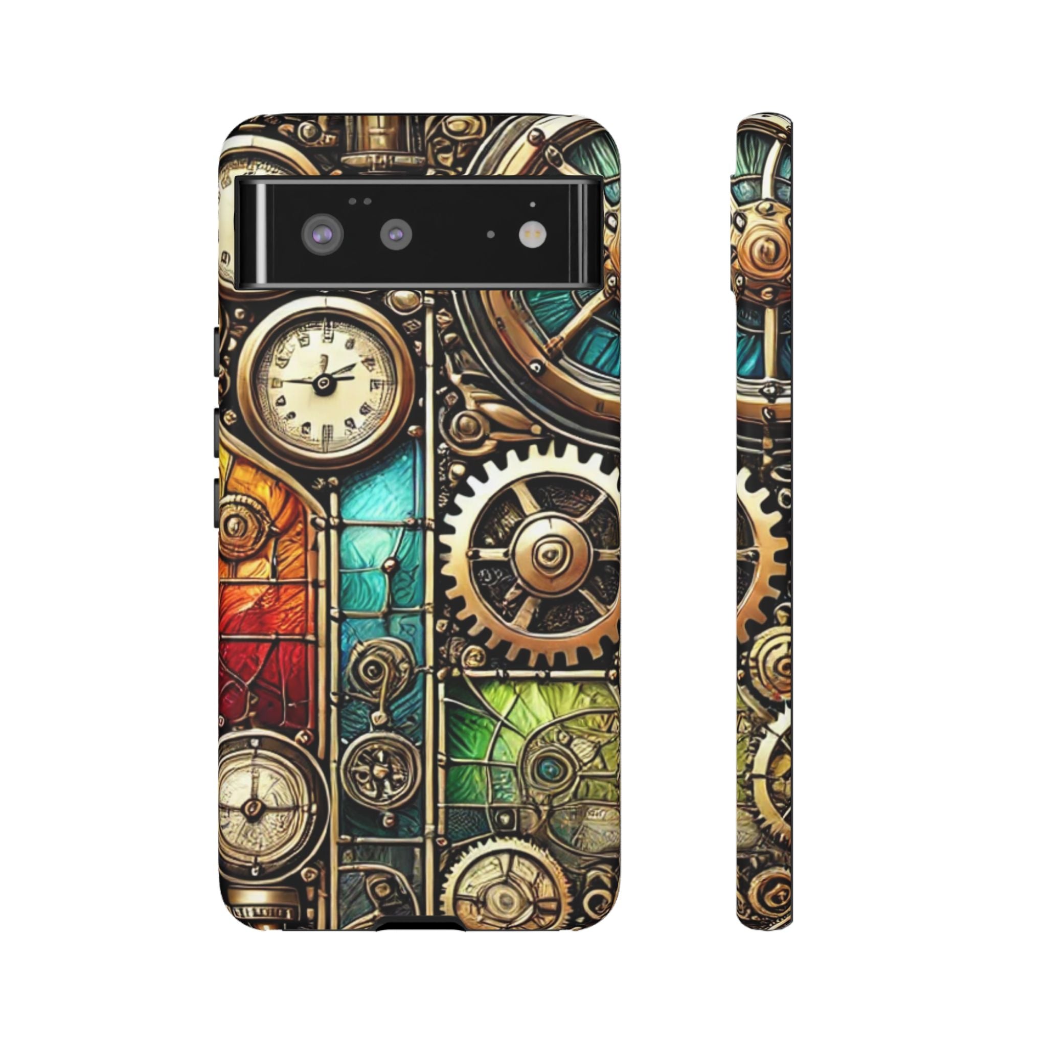 Steampunk Faux Stained Glass Android Phone Case – 3D Full-Wrap Protective Cover with TPU Liner