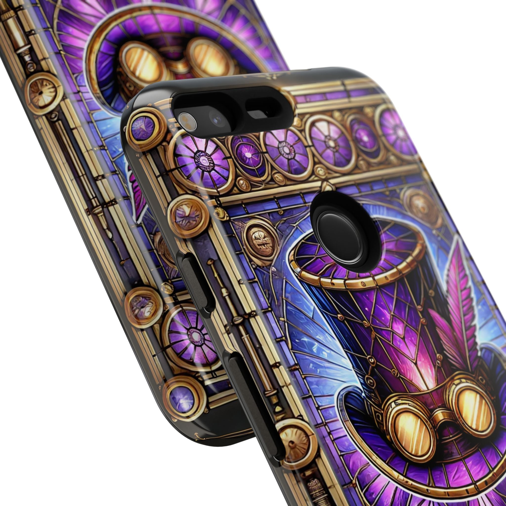 Stained Glass Steampunk Android Phone Case – 3D Full-Wrap Protective Cover with TPU Liner