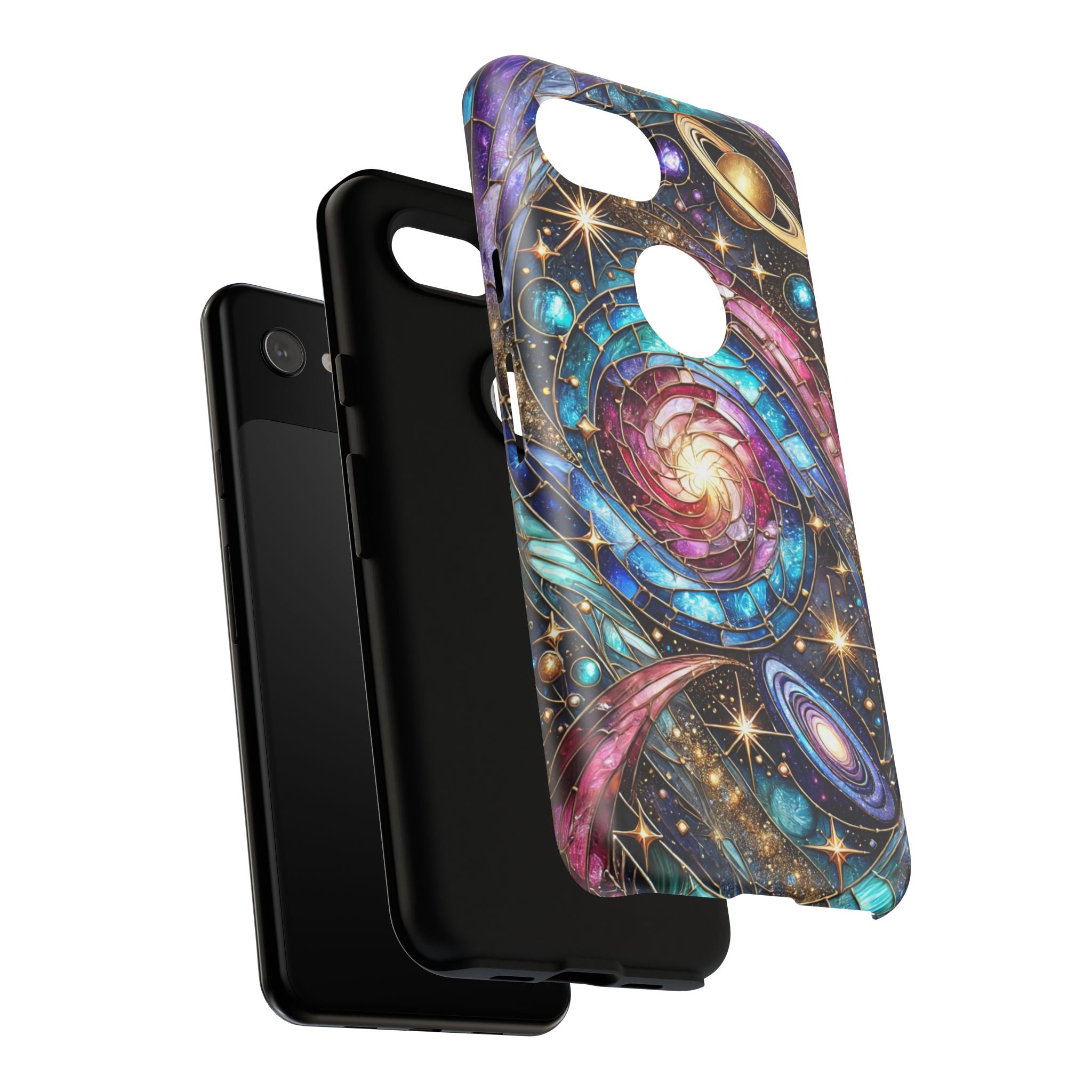 Stained Glass Celestial Android Phone Case – 3D Galaxy Full-Wrap Protective Cover with TPU Liner