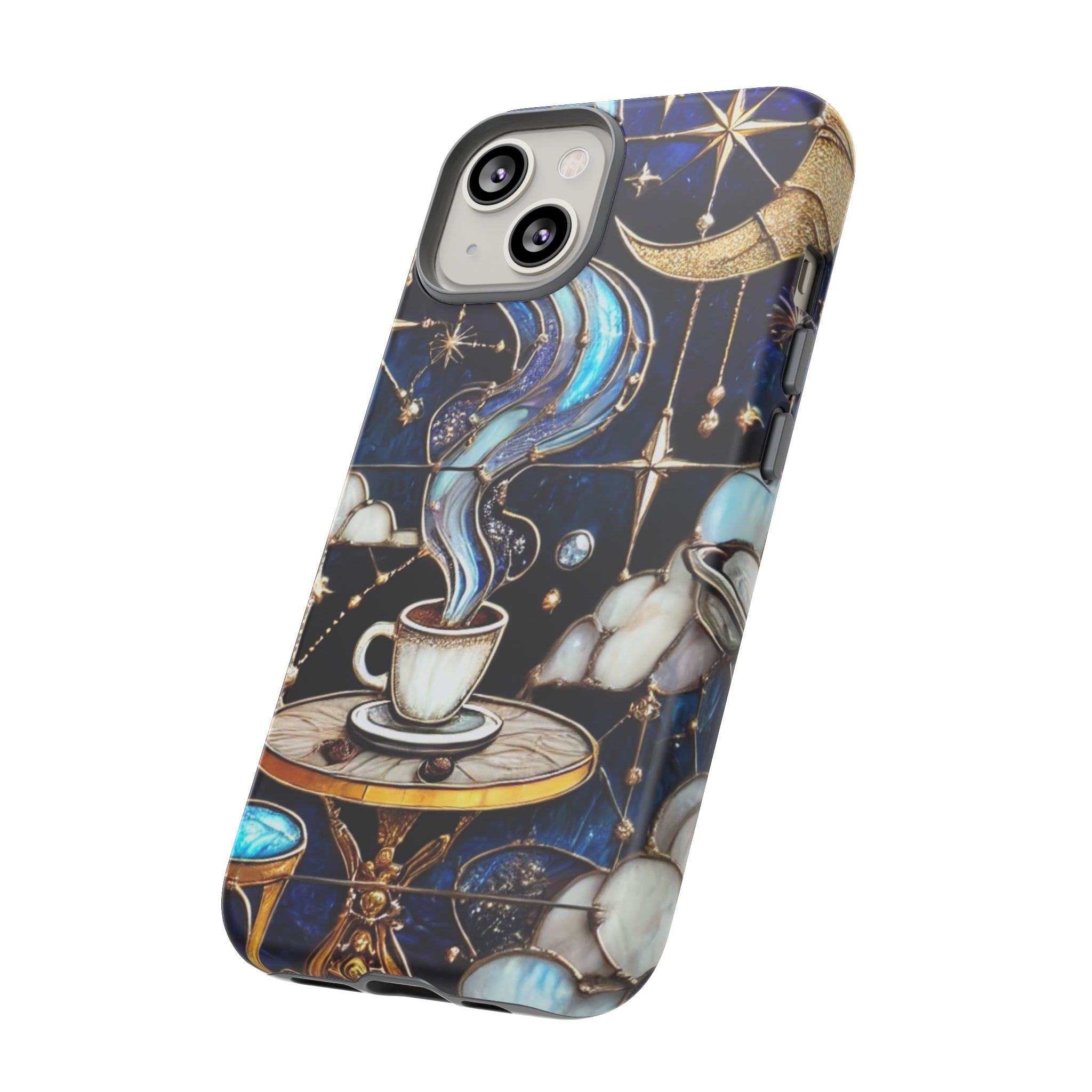 Celestial Stained Glass Coffee iPhone Case – Shockproof 3D Wrap