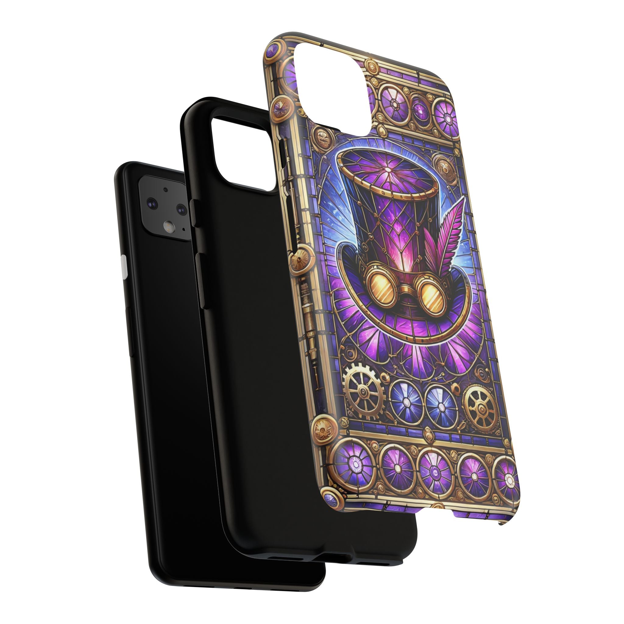 Stained Glass Steampunk Android Phone Case – 3D Full-Wrap Protective Cover with TPU Liner