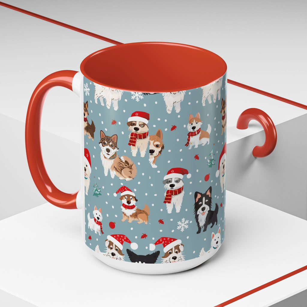 Corgi Holiday Coffee Mug – Cute Santa Dog Pattern Accent Mug (11/15oz)