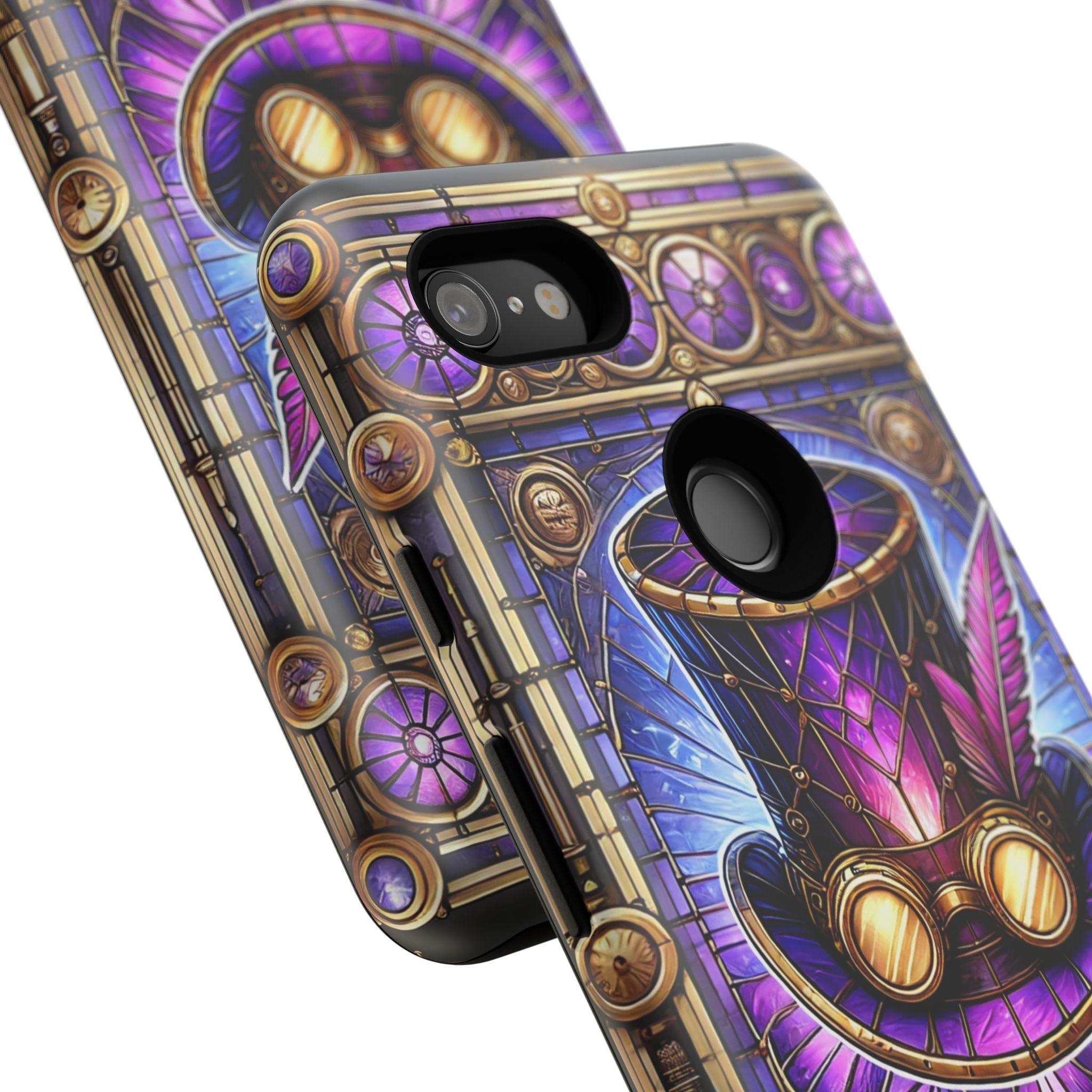 Stained Glass Steampunk Android Phone Case – 3D Full-Wrap Protective Cover with TPU Liner