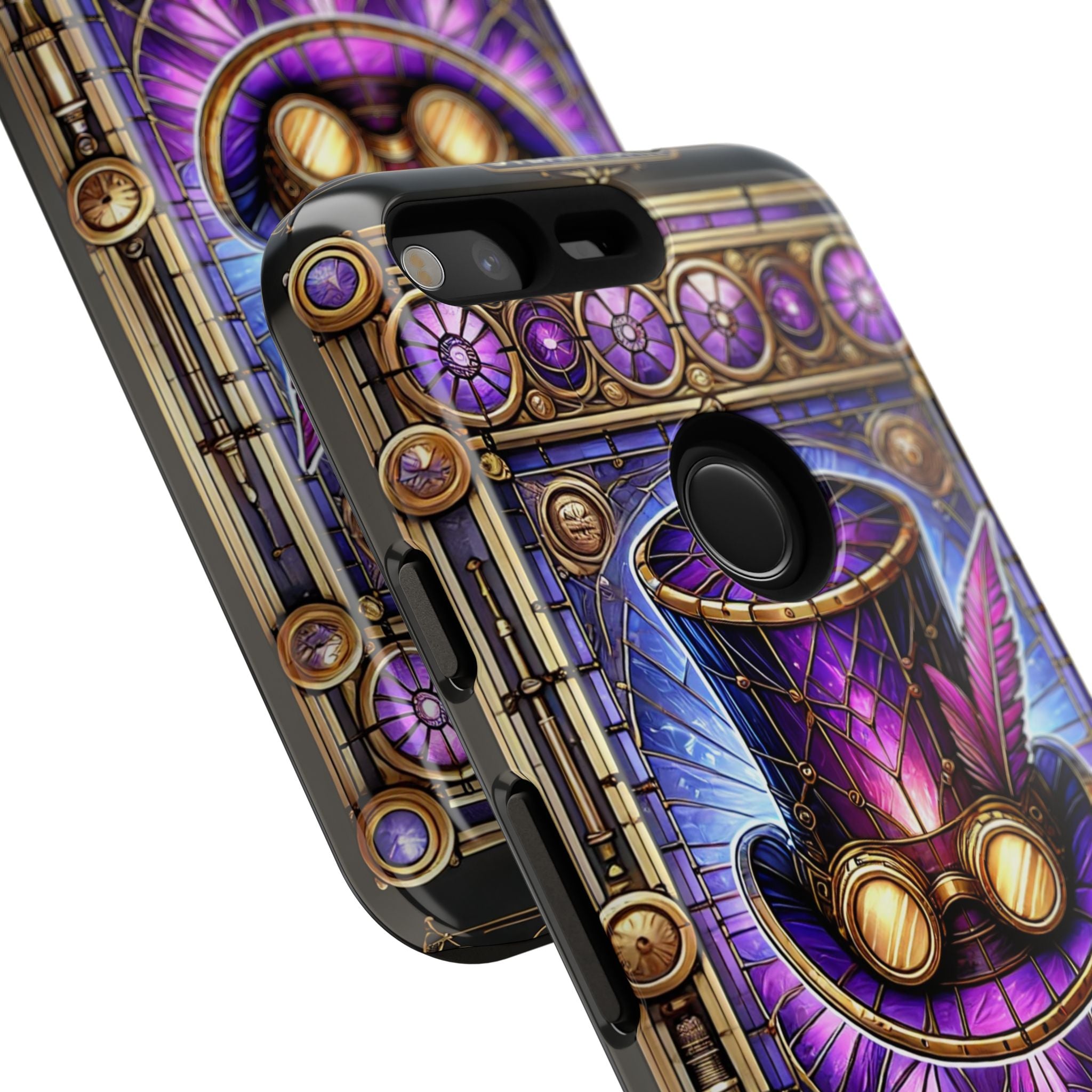 Stained Glass Steampunk Android Phone Case – 3D Full-Wrap Protective Cover with TPU Liner