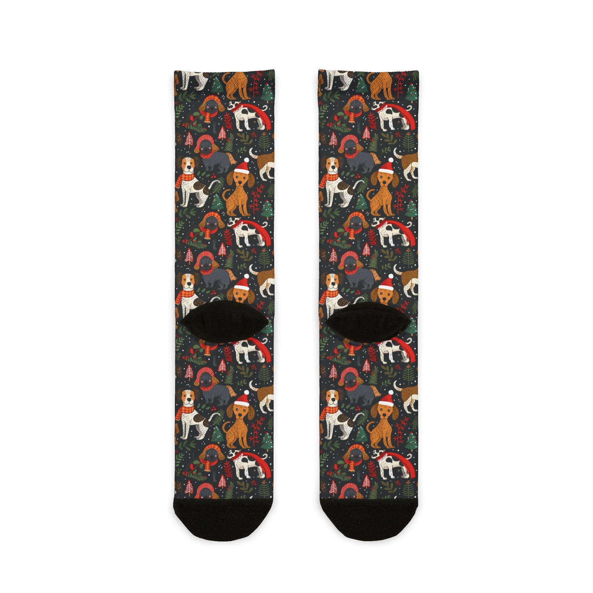 Dog Pattern Crew Socks — Holiday Puppy Socks