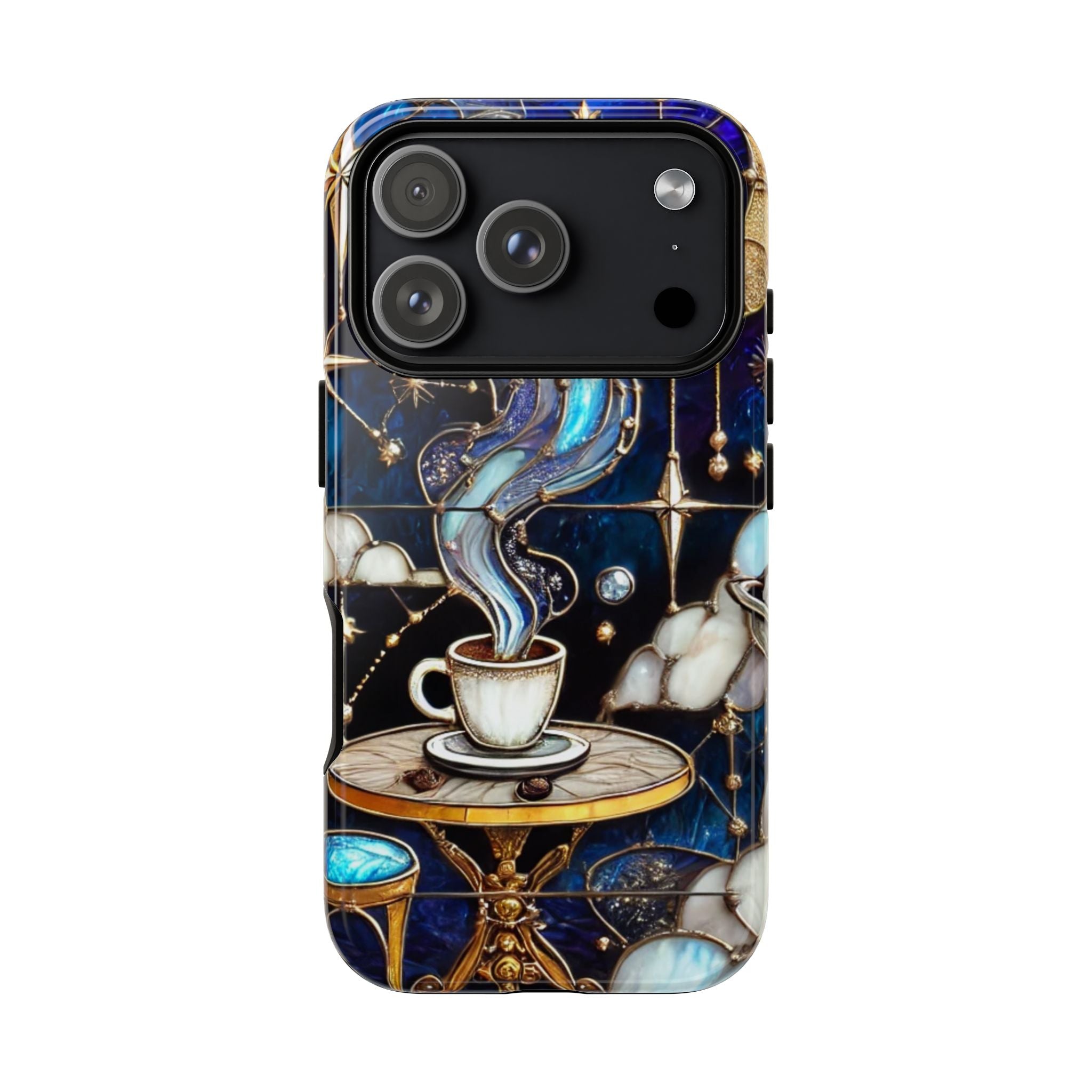 Celestial Stained Glass Coffee iPhone Case – Shockproof 3D Wrap