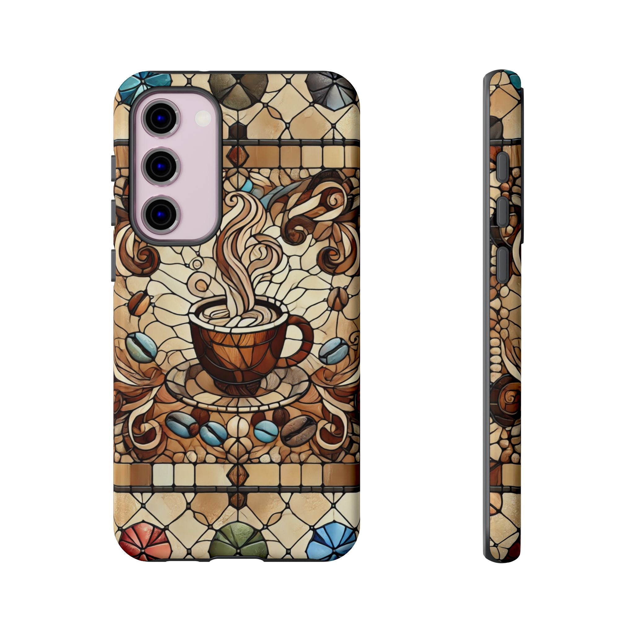 Stained Glass Coffee Android Phone Case – Shockproof TPU, 3D Wrap