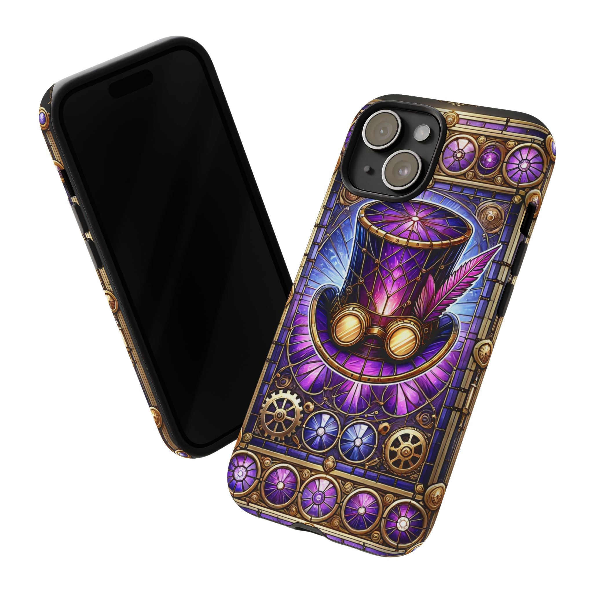 Stained Glass Steampunk iPhone Case – 3D Full-Wrap Protective Phone Cover With TPU Liner