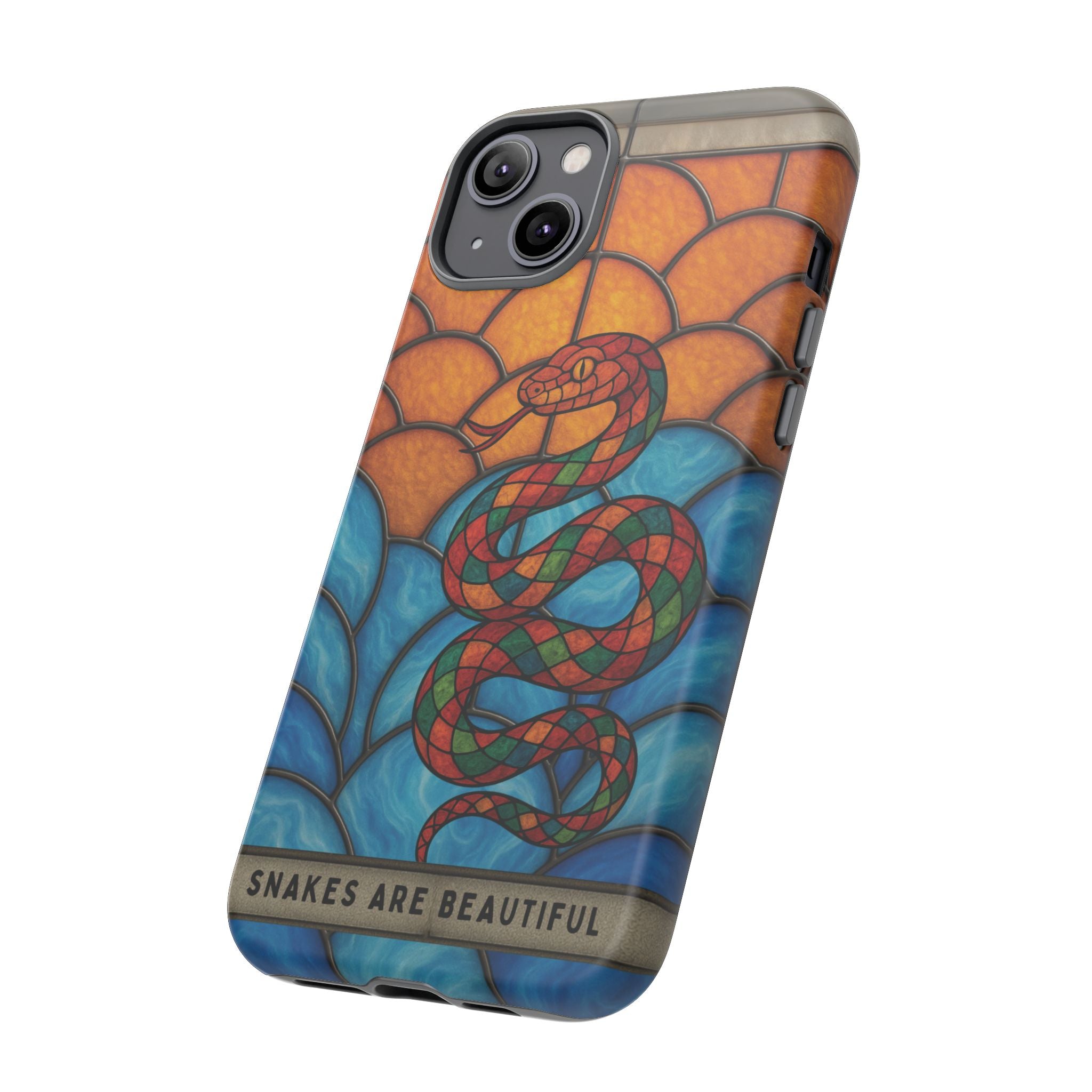 Snakes Are Beautiful Stained Glass Phone Case, Colorful Reptile Design Phone Cover, Nature Lovers Reptile Phone Case, Danger Noodle Case