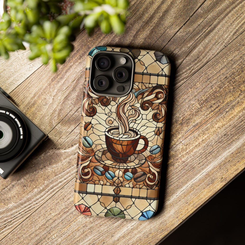 Stained Glass Coffee iPhone Case – Shockproof TPU, 3D Wrap Design