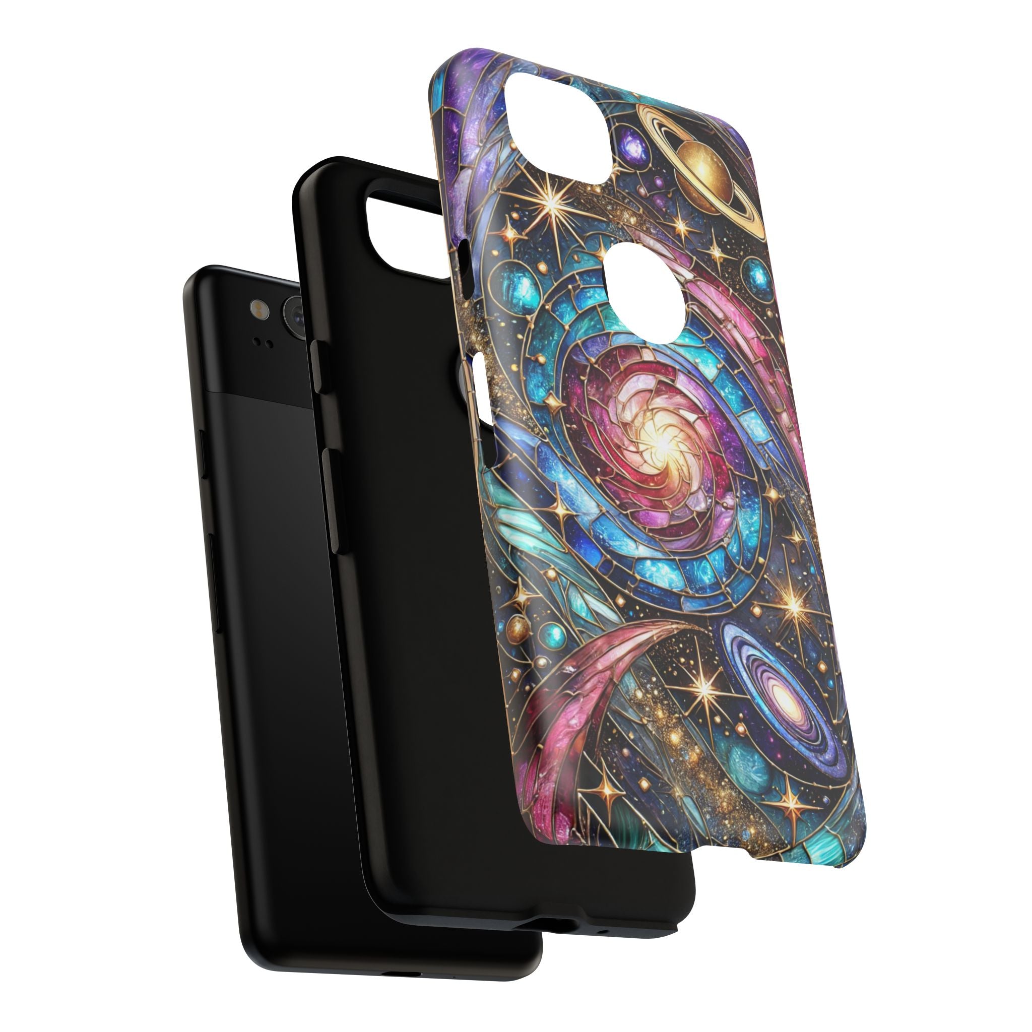 Stained Glass Celestial Android Phone Case – 3D Galaxy Full-Wrap Protective Cover with TPU Liner