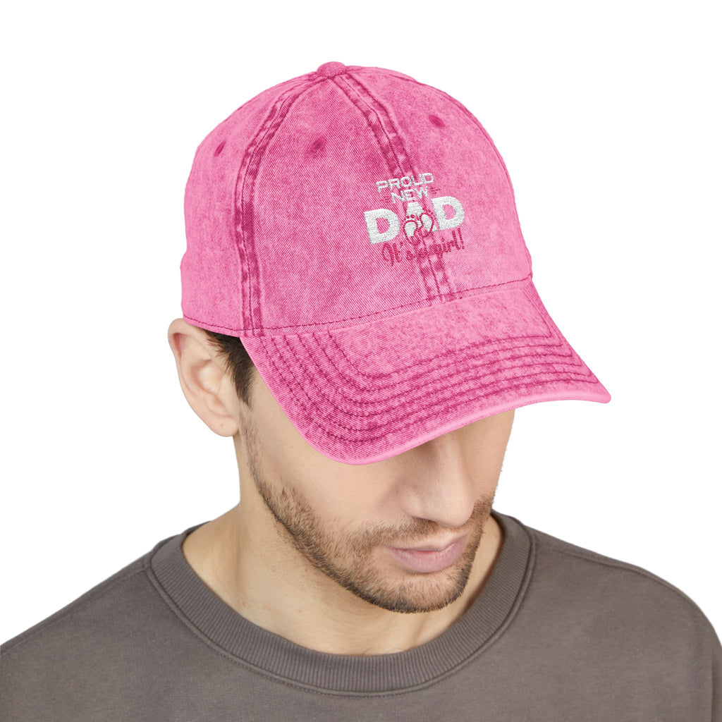Vintage Embroidered Dad Cap — "Proud New Dad" Washed Baseball Hat