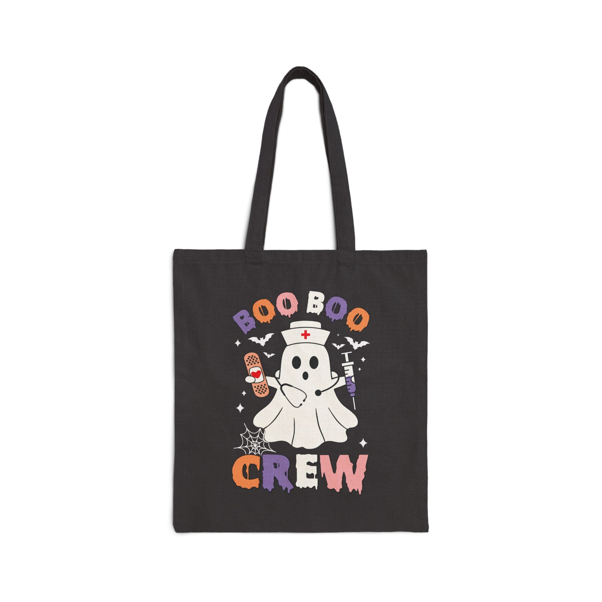 Boo-boo Crew Canvas Nurse Tote Bag - Spooky Season Medical Student Gift, Halloween Trick or Treat Bag, Healthcare Worker Reusable Laptop Bag