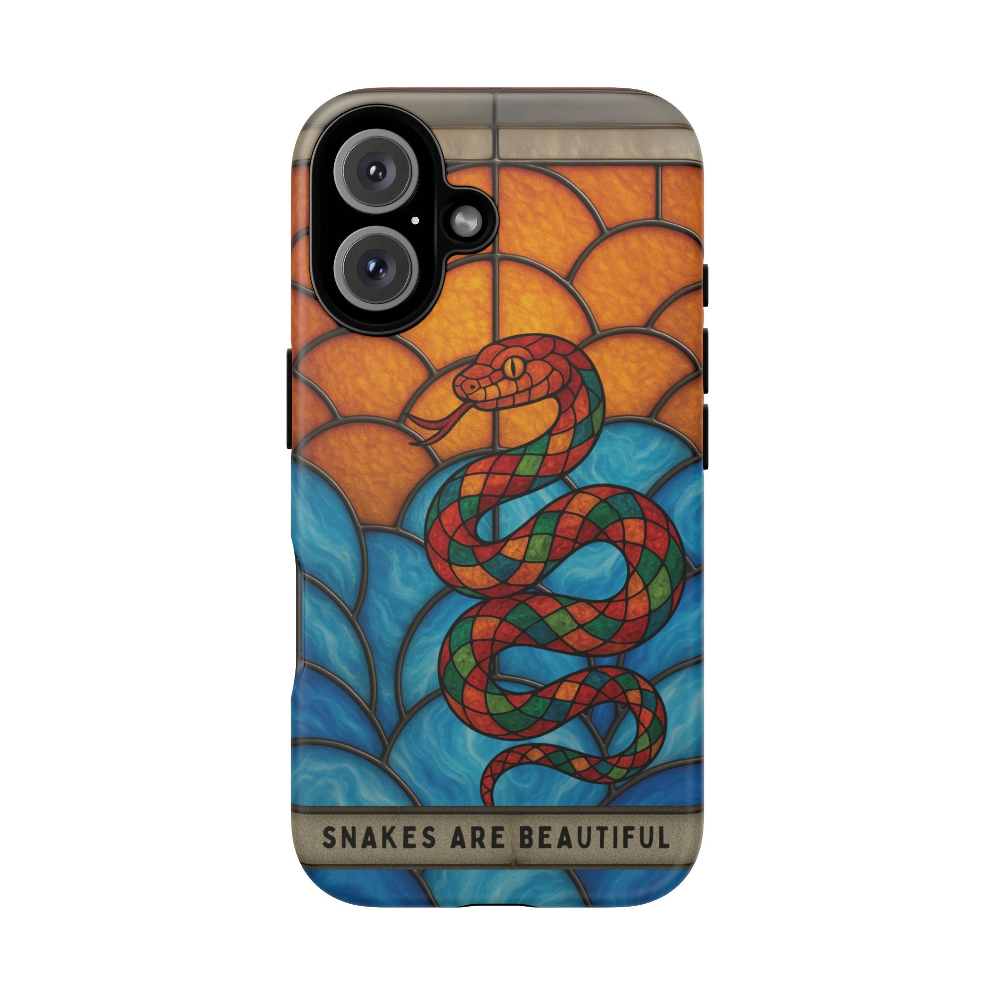 Snakes Are Beautiful Stained Glass Phone Case, Colorful Reptile Design Phone Cover, Nature Lovers Reptile Phone Case, Danger Noodle Case