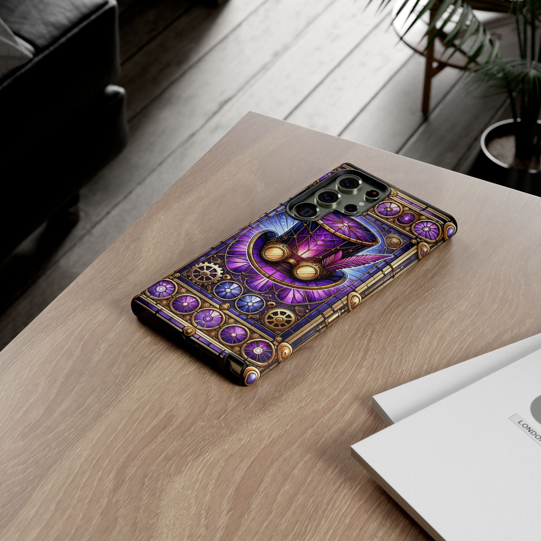 Stained Glass Steampunk Android Phone Case – 3D Full-Wrap Protective Cover with TPU Liner