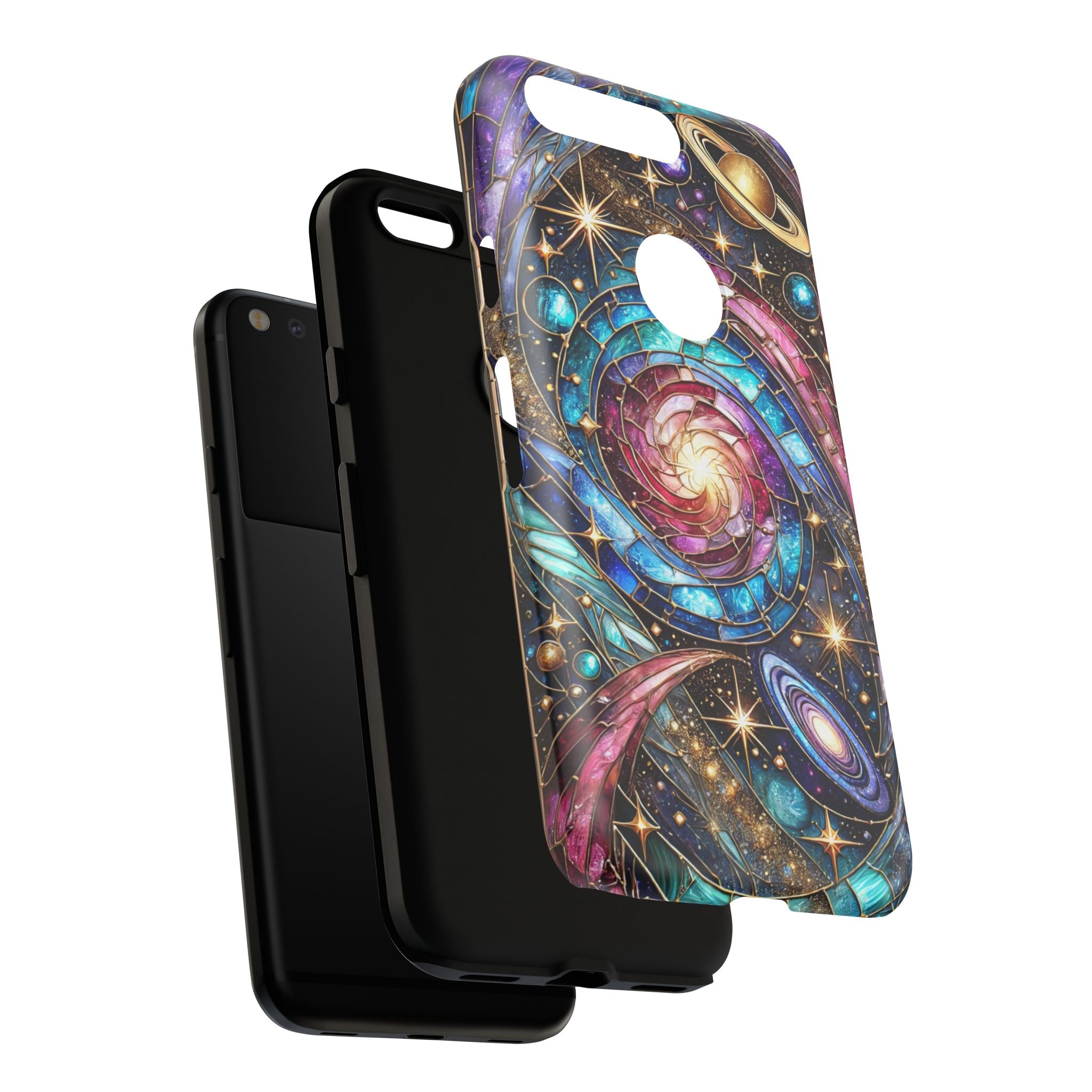 Stained Glass Celestial Android Phone Case – 3D Galaxy Full-Wrap Protective Cover with TPU Liner