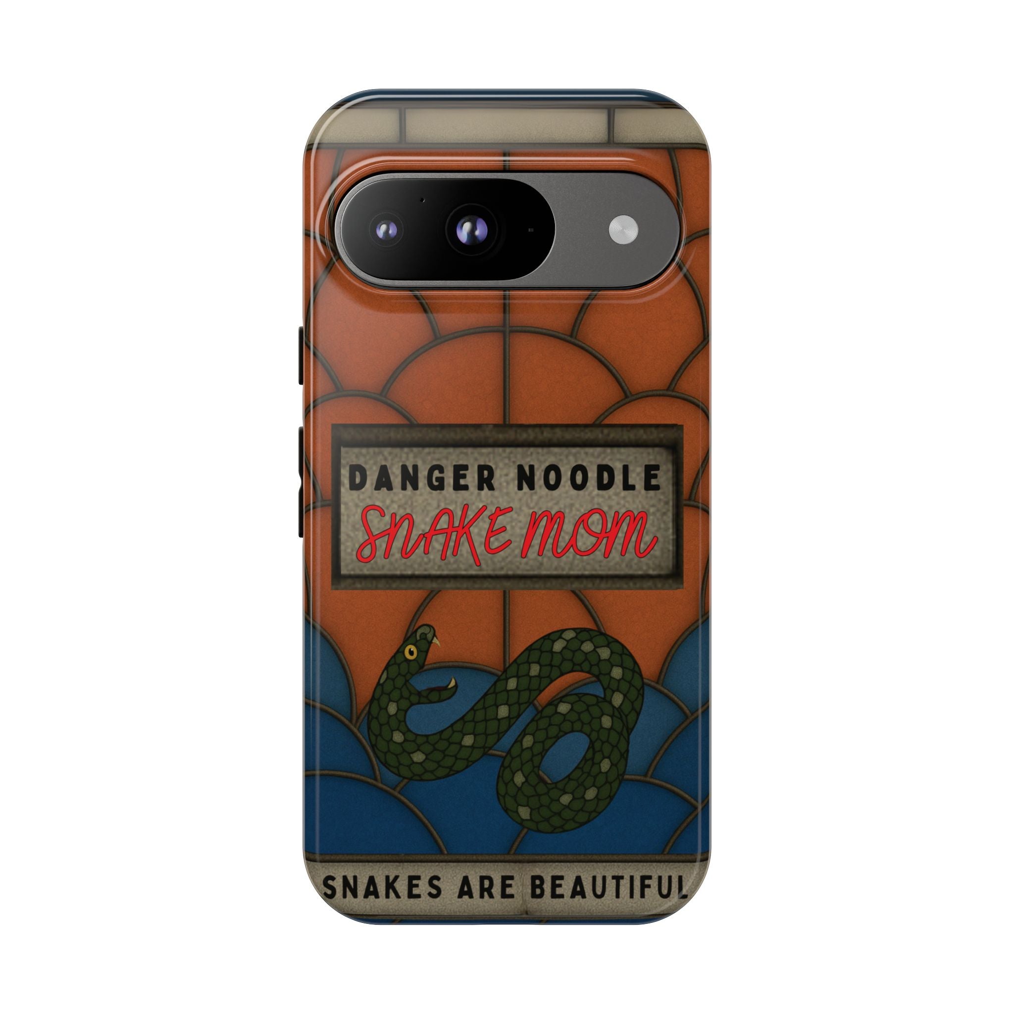 Danger Noodle Snake Mom Phone Case | Snakes Are Beautiful |Stained Glass Snake Art | Funny Snake Lover Gift |  Reptile Mom Phone Cover