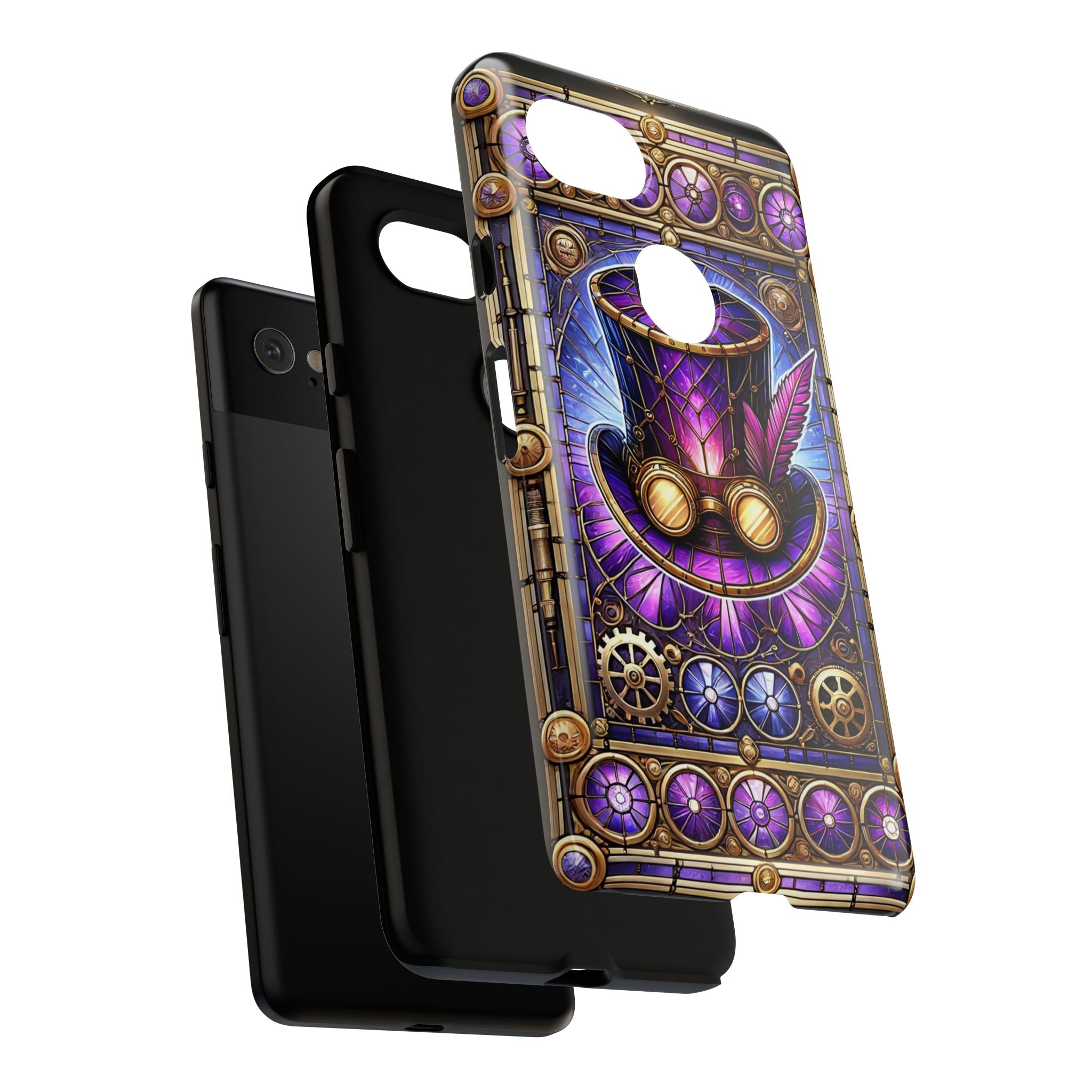Stained Glass Steampunk Android Phone Case – 3D Full-Wrap Protective Cover with TPU Liner