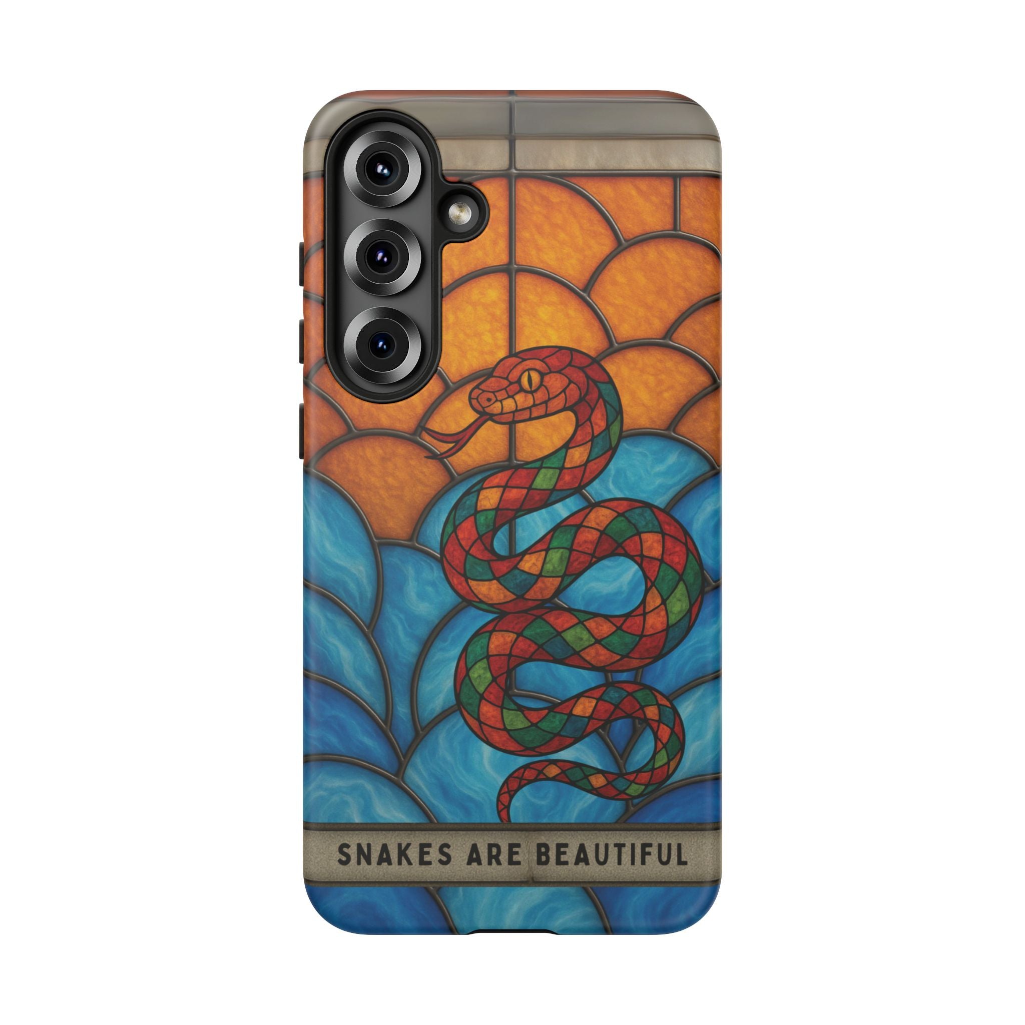 Snakes Are Beautiful Stained Glass Phone Case, Colorful Reptile Design Phone Cover, Nature Lovers Reptile Phone Case, Danger Noodle Case