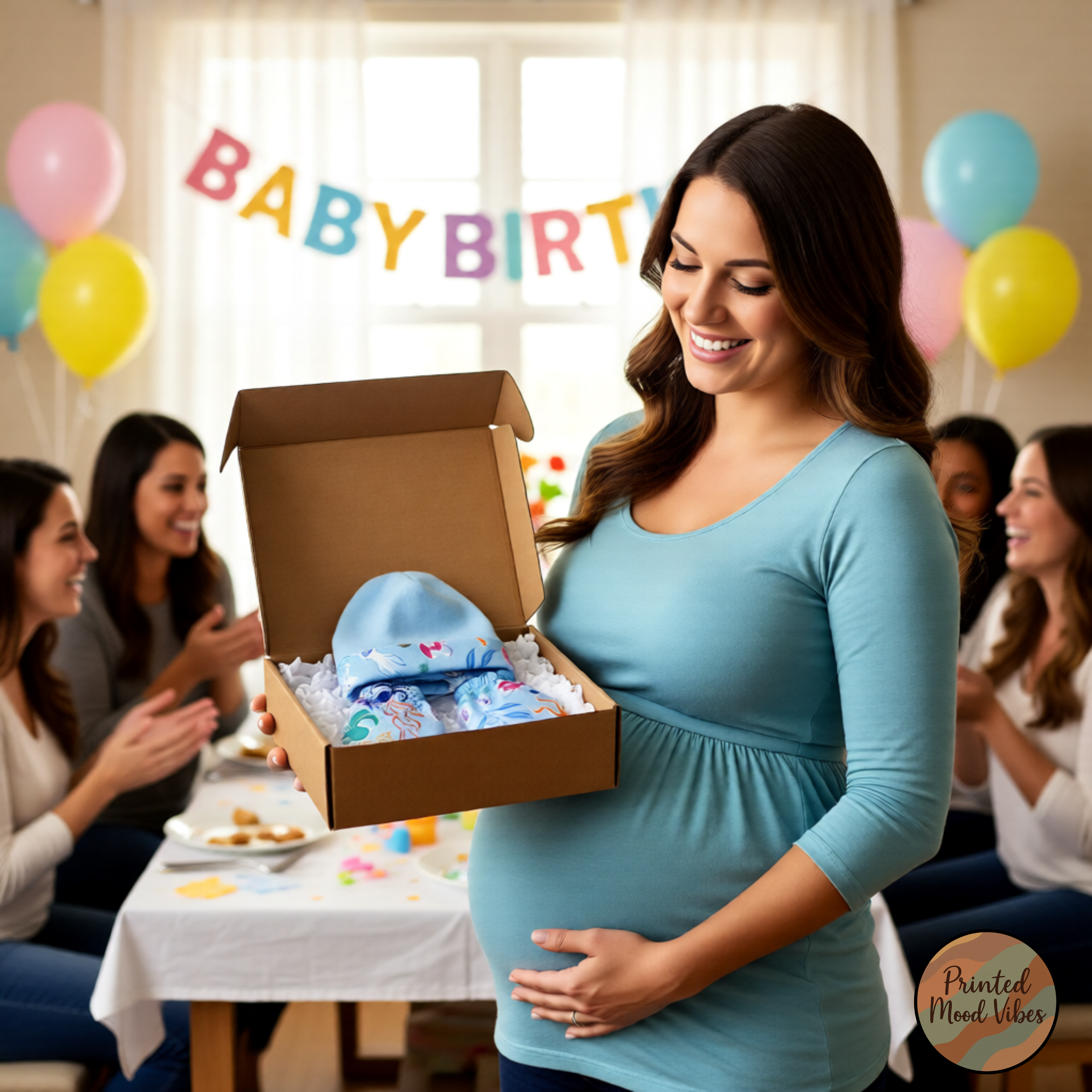 Glow in the Dark Ocean Baby Gift Set – Bib, Burp Cloth & Pacifier Holder (Newborn 1–3 Months)