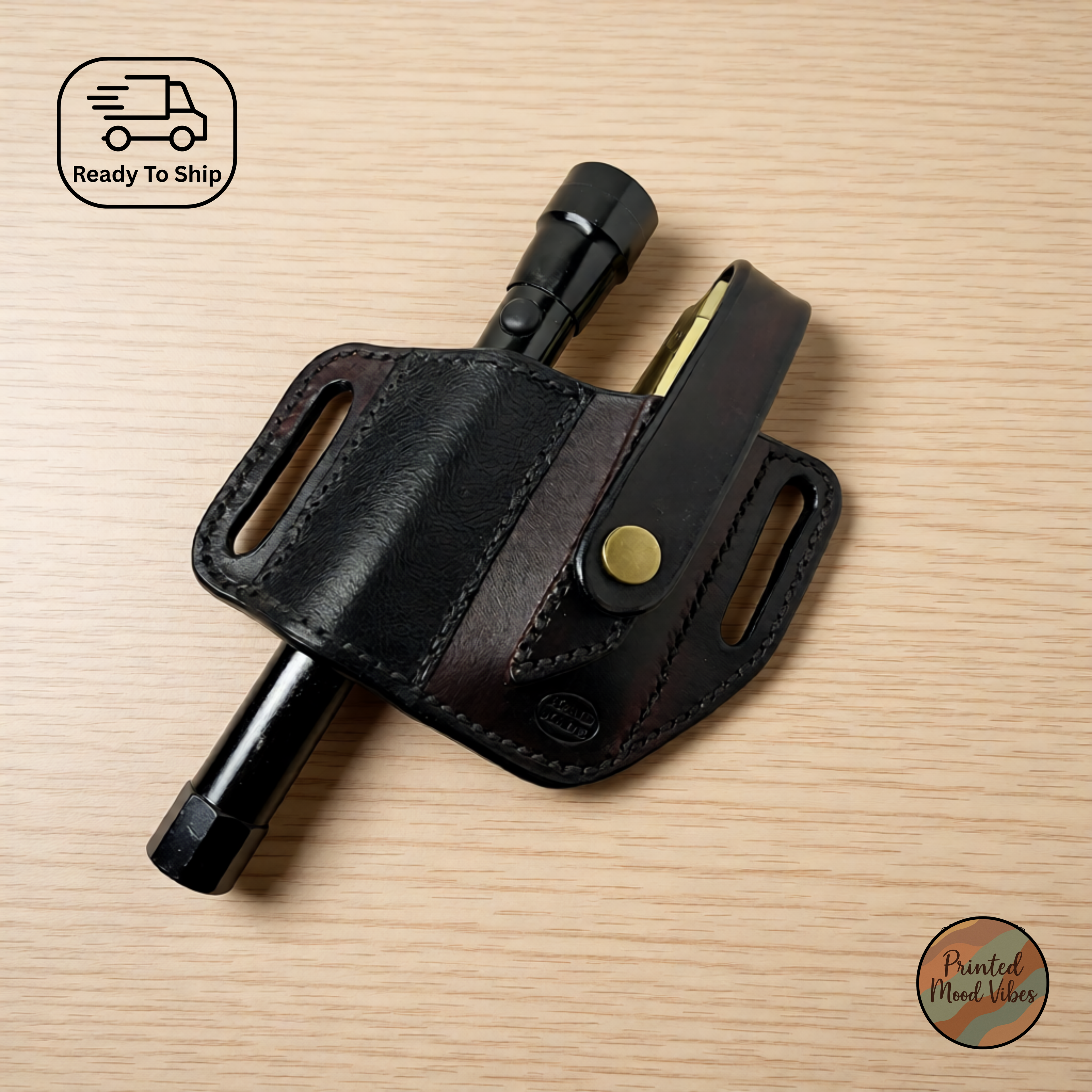 Handmade Knife and Flashlight Leather Sheath, Dad Gift, Tool Belt Knife and Flashlight Holder