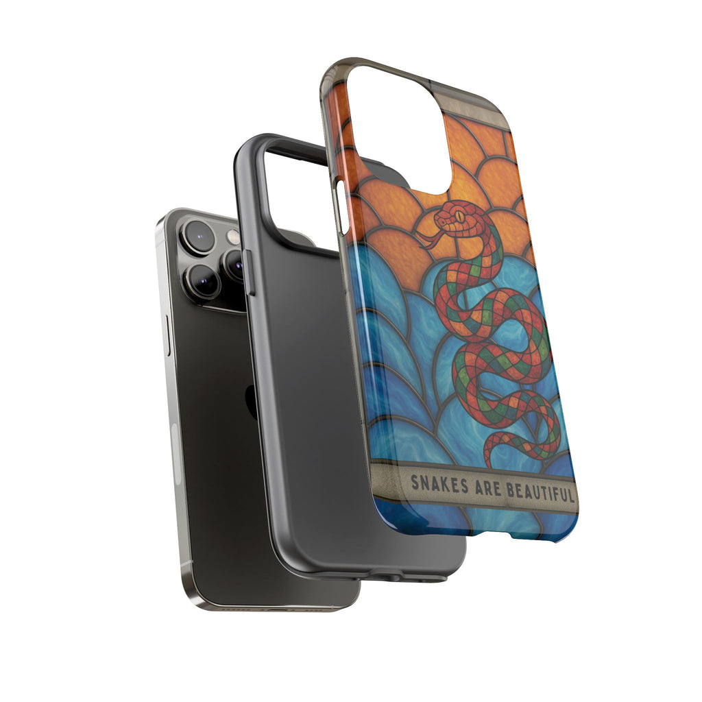 Snakes Are Beautiful Stained Glass Phone Case, Colorful Reptile Design Phone Cover, Nature Lovers Reptile Phone Case, Danger Noodle Case