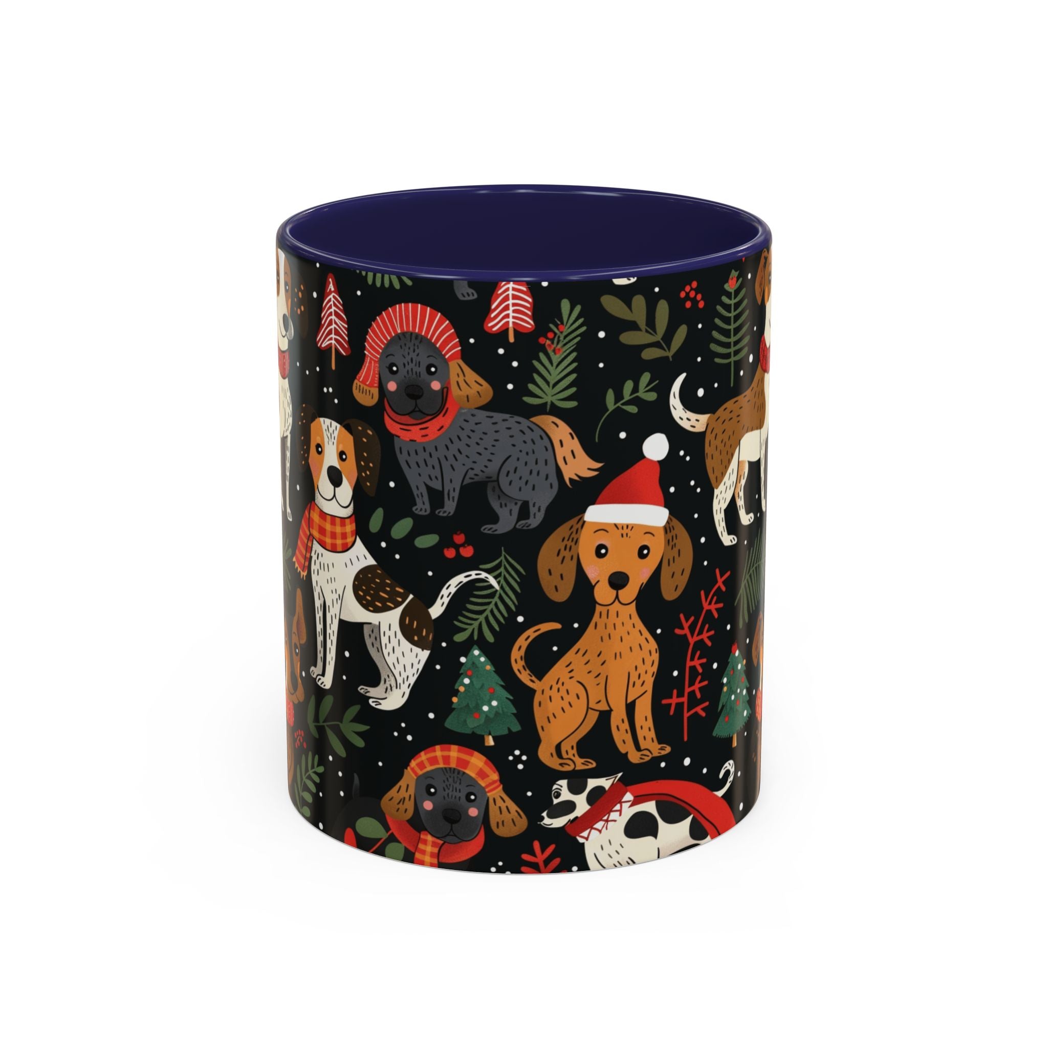 Holiday Dogs Coffee Mug — Festive Dachshund & Beagle Pattern (11/15oz)