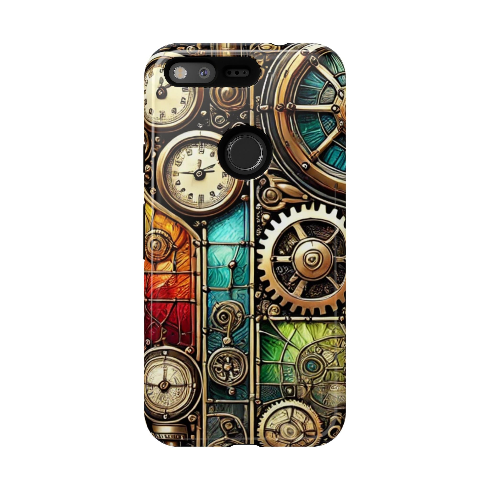 Steampunk Faux Stained Glass Android Phone Case – 3D Full-Wrap Protective Cover with TPU Liner