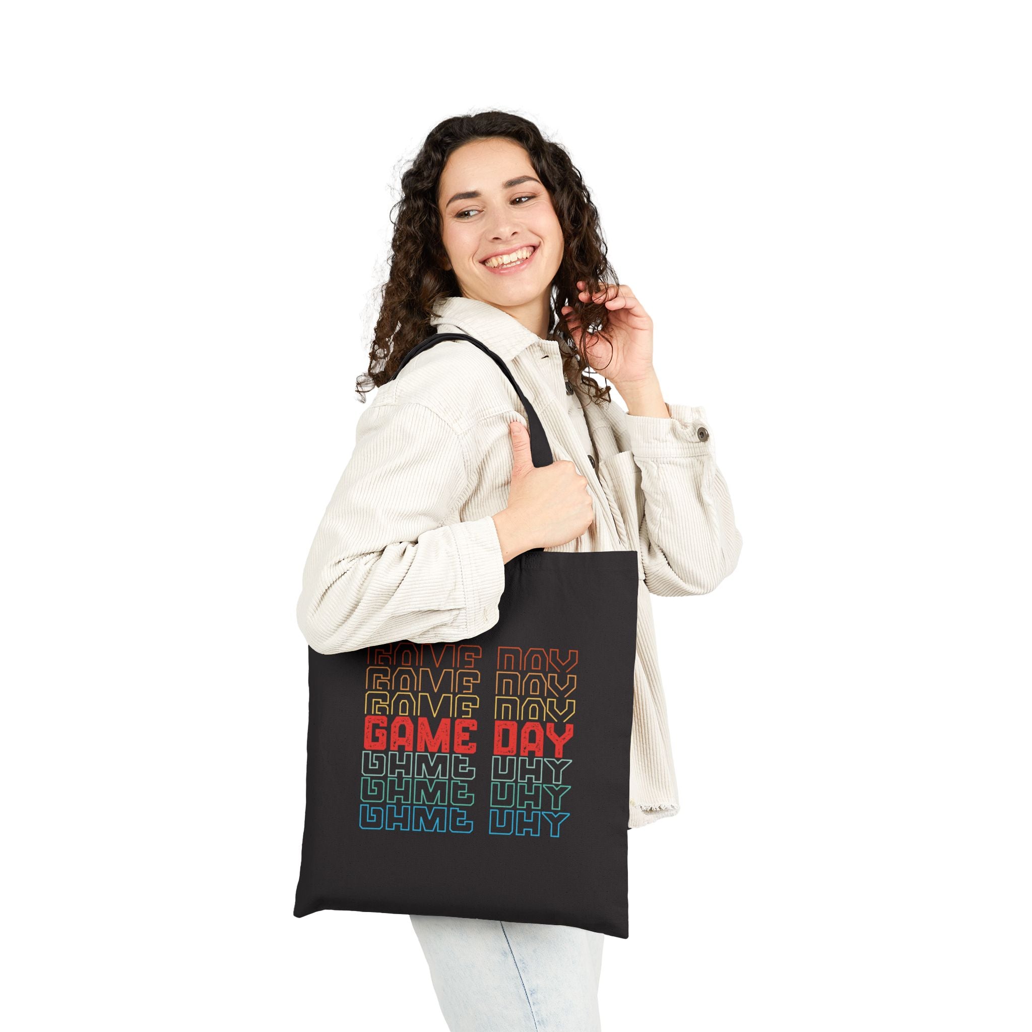 Retro Game Day Cotton Canvas Tote Bag, Reusable Shopping or Laptop Bag