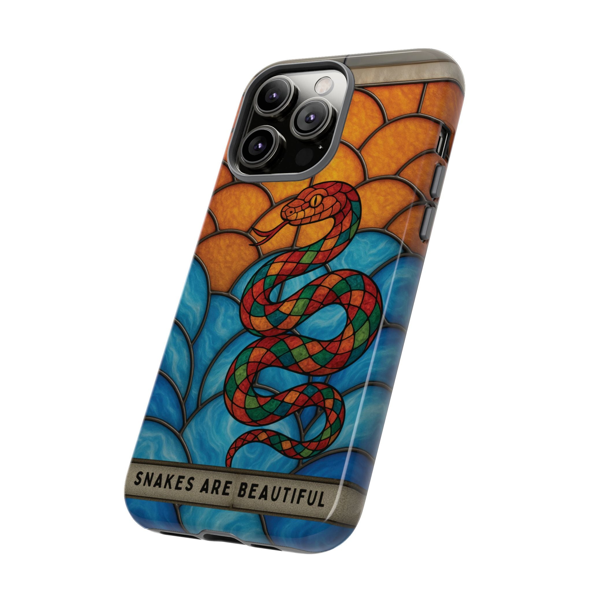 Snakes Are Beautiful Stained Glass Phone Case, Colorful Reptile Design Phone Cover, Nature Lovers Reptile Phone Case, Danger Noodle Case