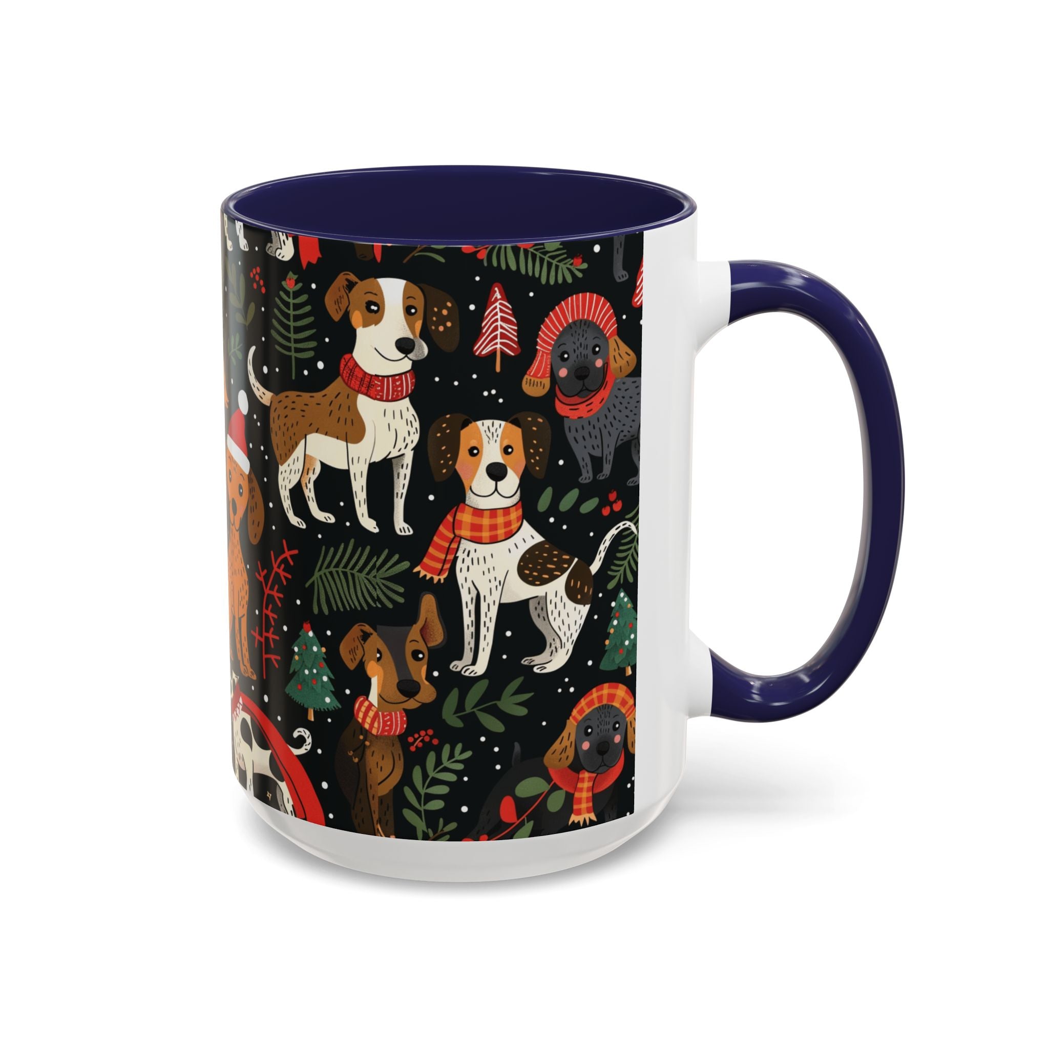 Holiday Dogs Coffee Mug — Festive Dachshund & Beagle Pattern (11/15oz)
