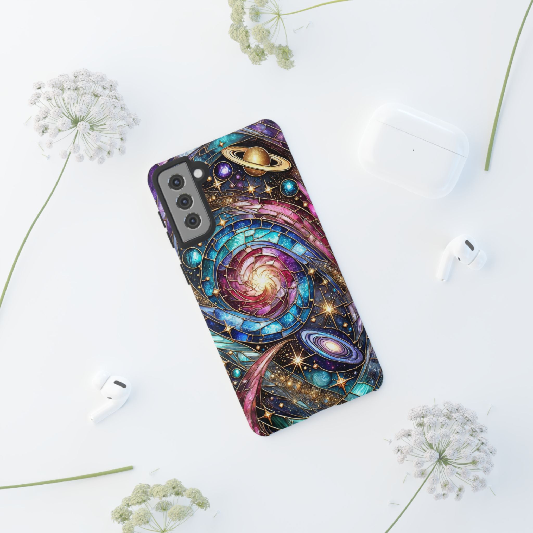 Stained Glass Celestial Android Phone Case – 3D Galaxy Full-Wrap Protective Cover with TPU Liner