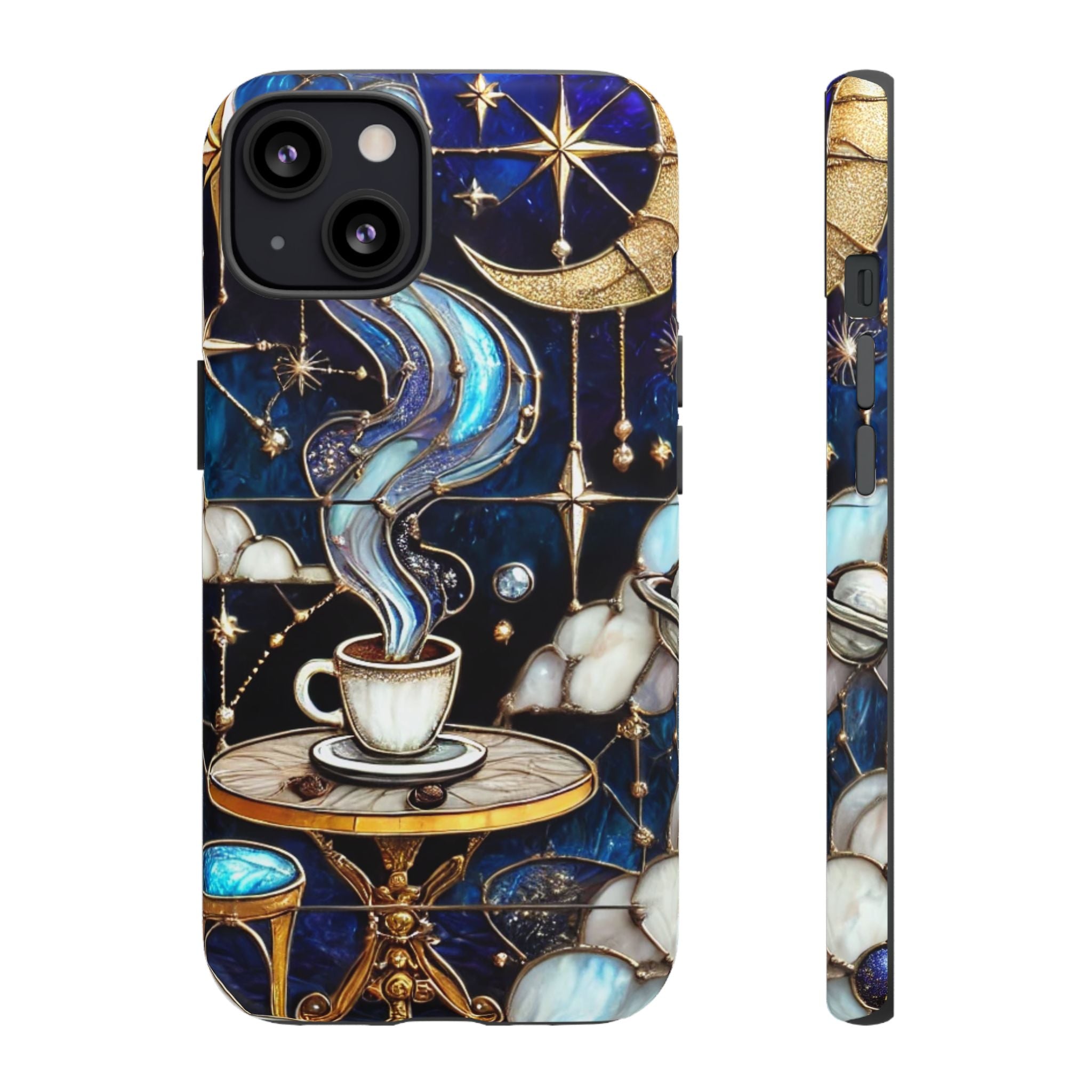 Celestial Stained Glass Coffee iPhone Case – Shockproof 3D Wrap
