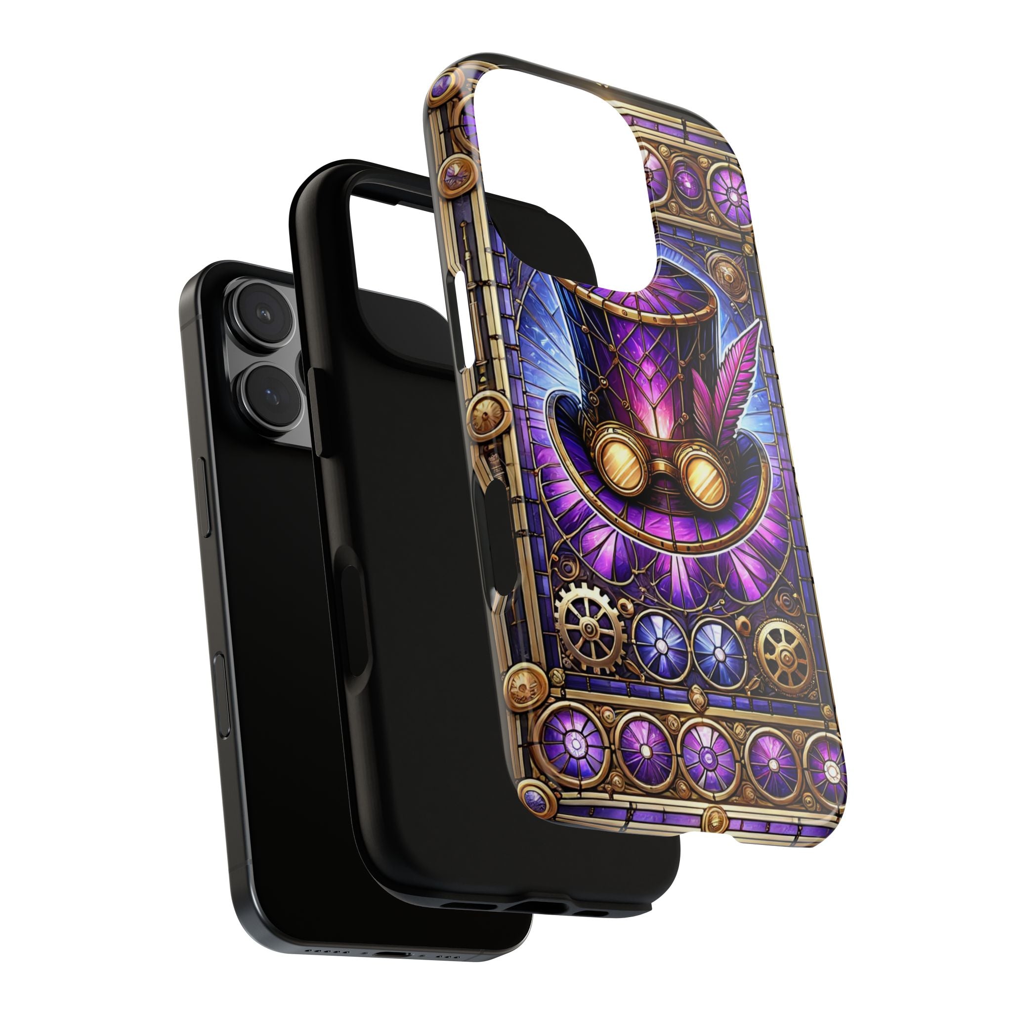 Stained Glass Steampunk iPhone Case – 3D Full-Wrap Protective Phone Cover With TPU Liner