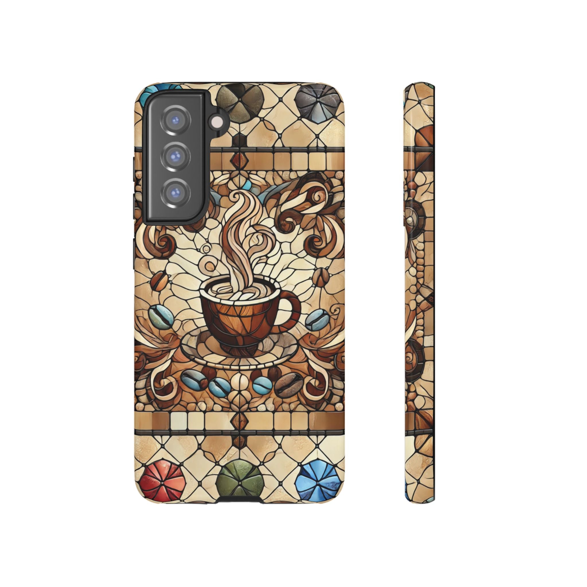 Stained Glass Coffee Android Phone Case – Shockproof TPU, 3D Wrap