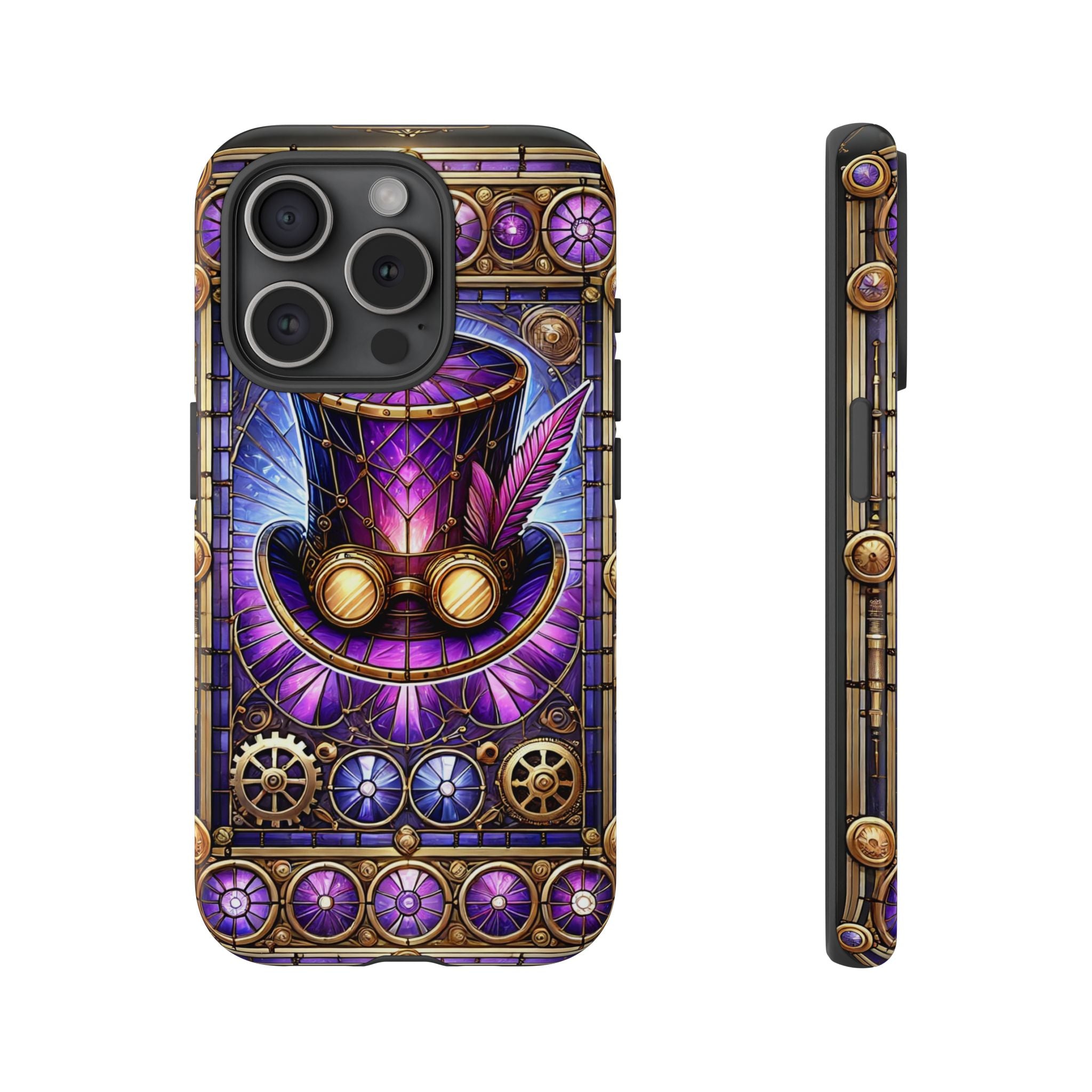 Stained Glass Steampunk iPhone Case – 3D Full-Wrap Protective Phone Cover With TPU Liner