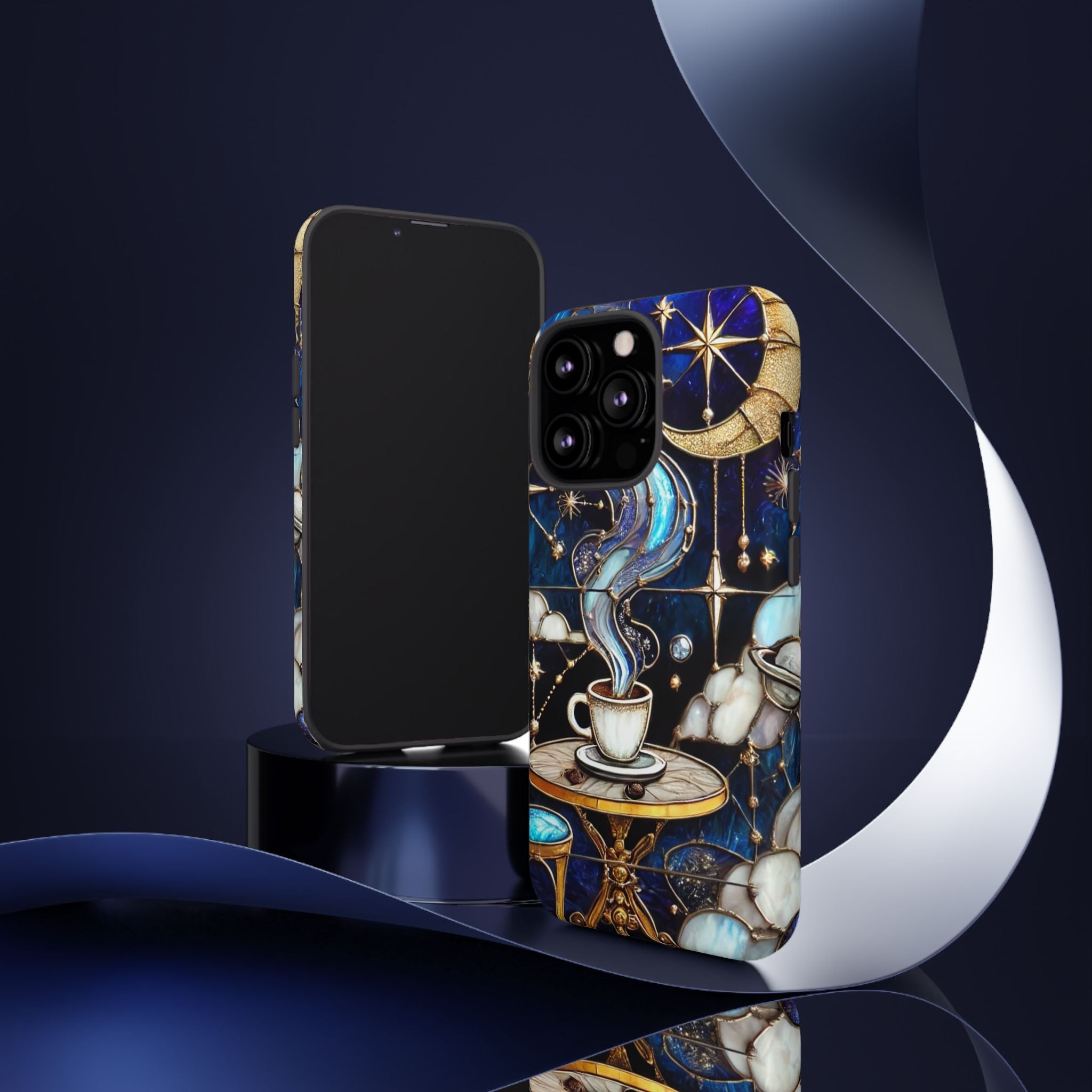 Celestial Stained Glass Coffee iPhone Case – Shockproof 3D Wrap