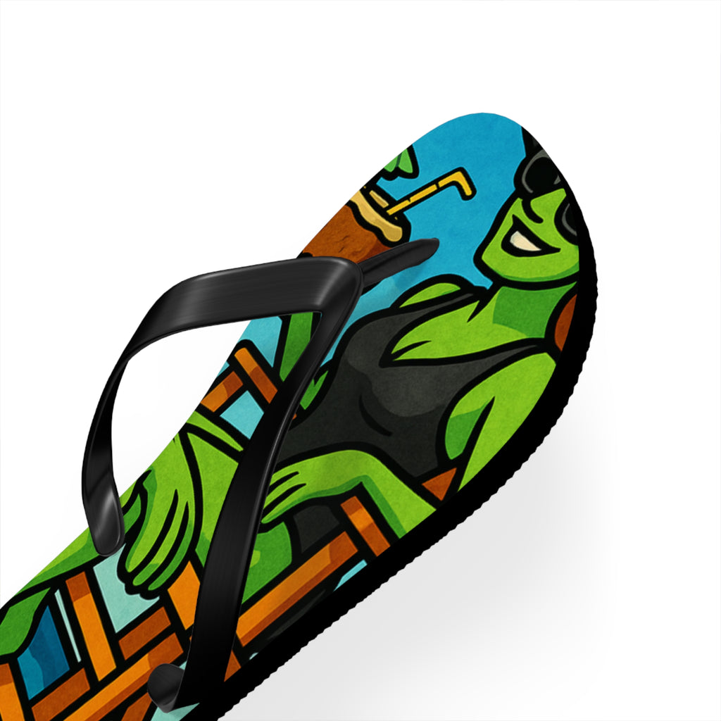 Fun Monster-Themed Flip Flops - Vibrant Summerween Sandals