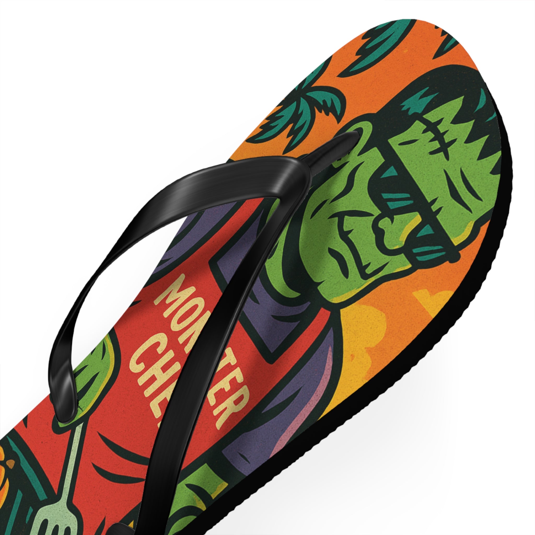 Halloween Monster Chef Flip Flops – Vibrant Summerween Sandals