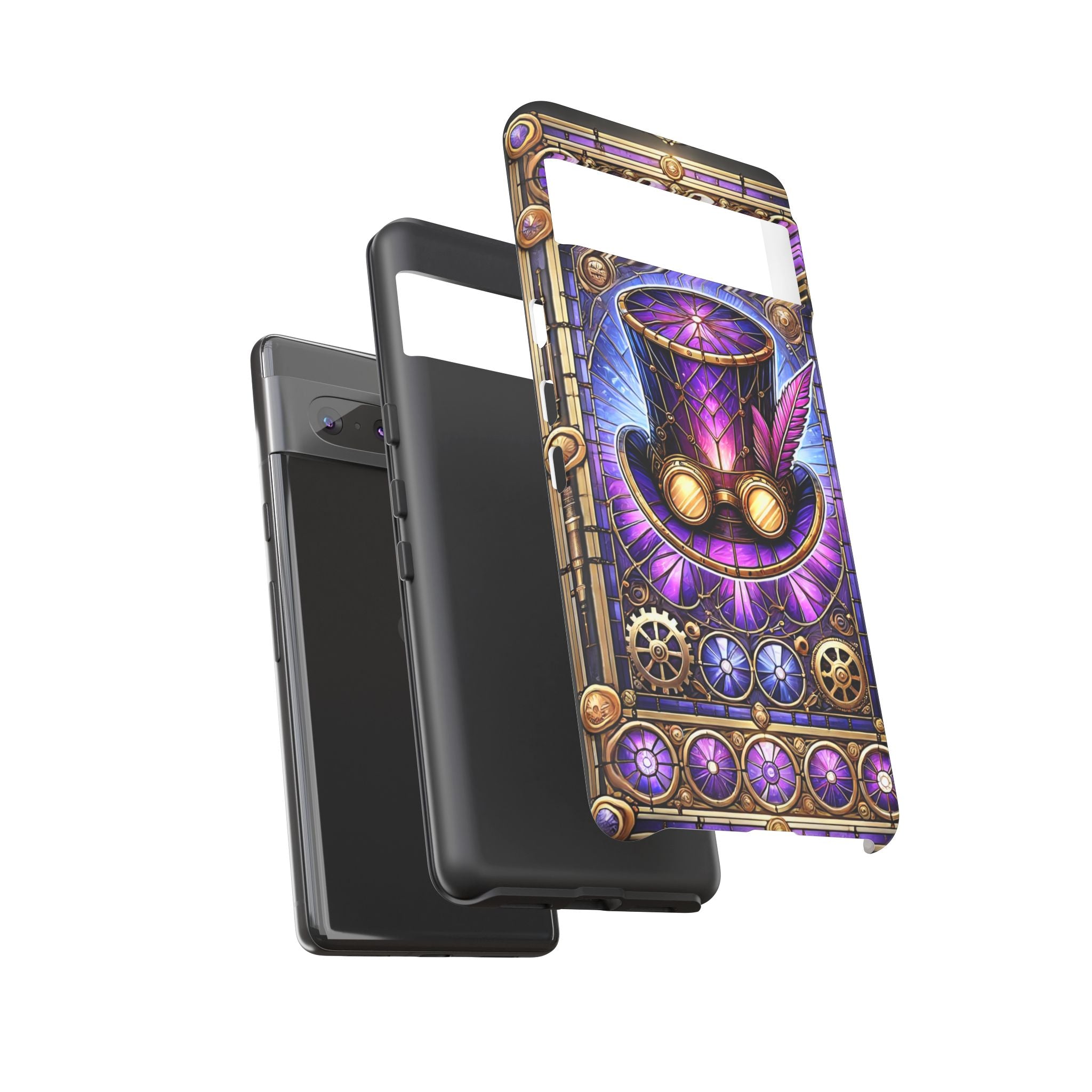Stained Glass Steampunk Android Phone Case – 3D Full-Wrap Protective Cover with TPU Liner